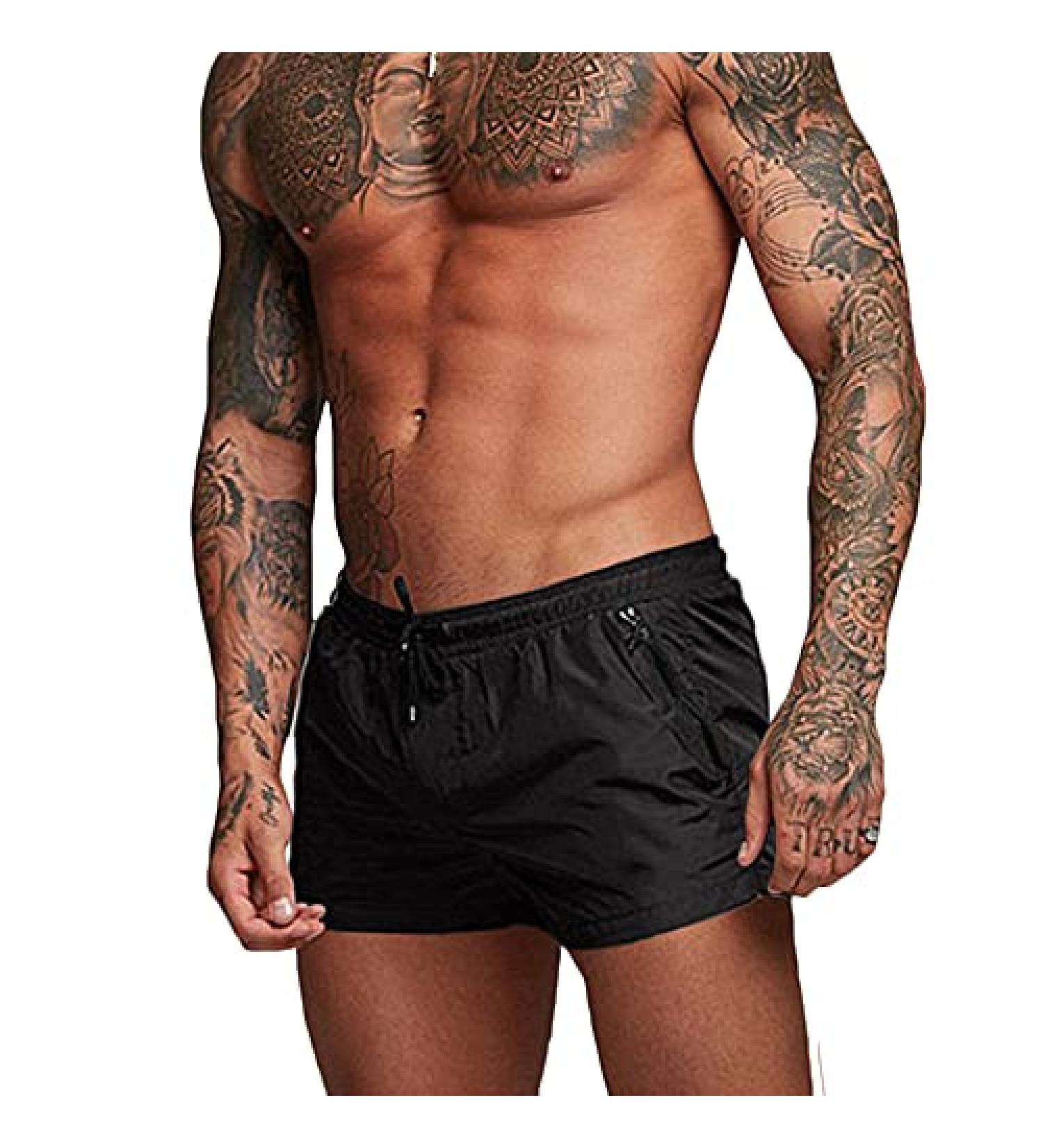 Rexcyril Men's 3-Inch Quick Dry Athletic Gym Shorts with Liner and Zipper Pockets - Medium Black - Buy Online on GoSupps.com