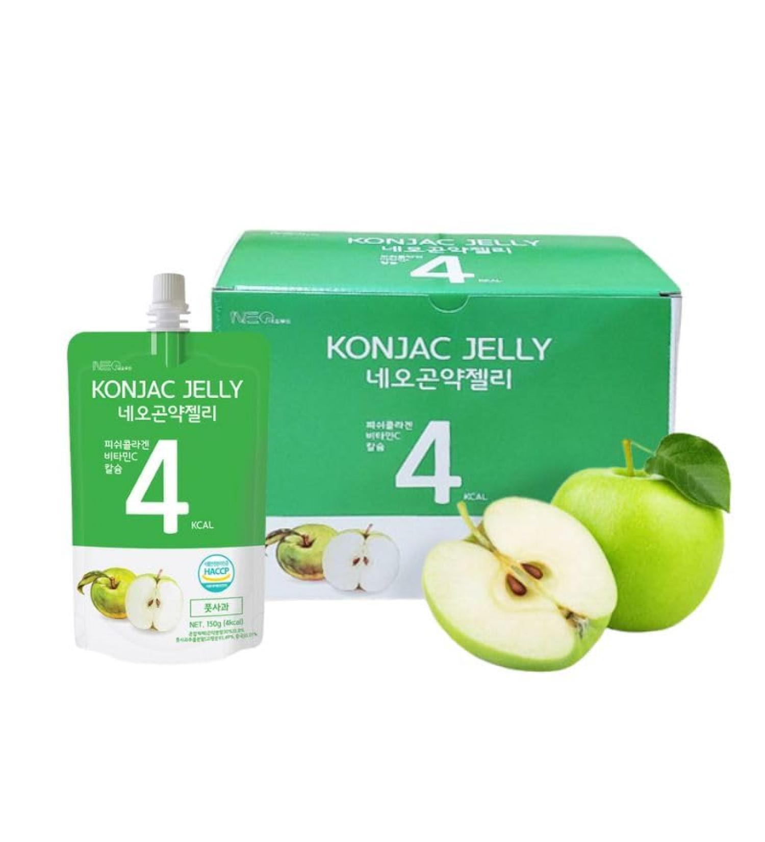 Neo Konjac Jelly Apple 1box (150ml x 10 packs) 4 Calories per Pouch Sugar Free Low Calories Fruit Flavor Jelly with Low carb/Drinkable Zero Sugar Jelly Dessert - Buy Online on GoSupps.com