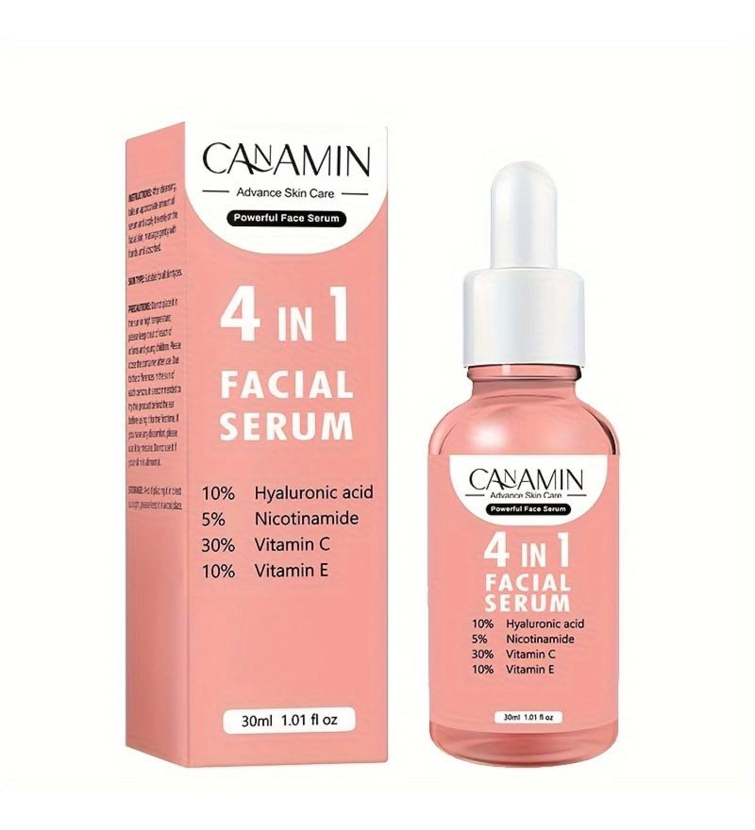 4-in-1 Vitamin C Serum for Face with 30% VC Hyaluronic Acid & Niacinamide - Brightening Hydrating & Antioxidant Face Serum for Glowing Smooth Skin - Buy Online on GoSupps.com