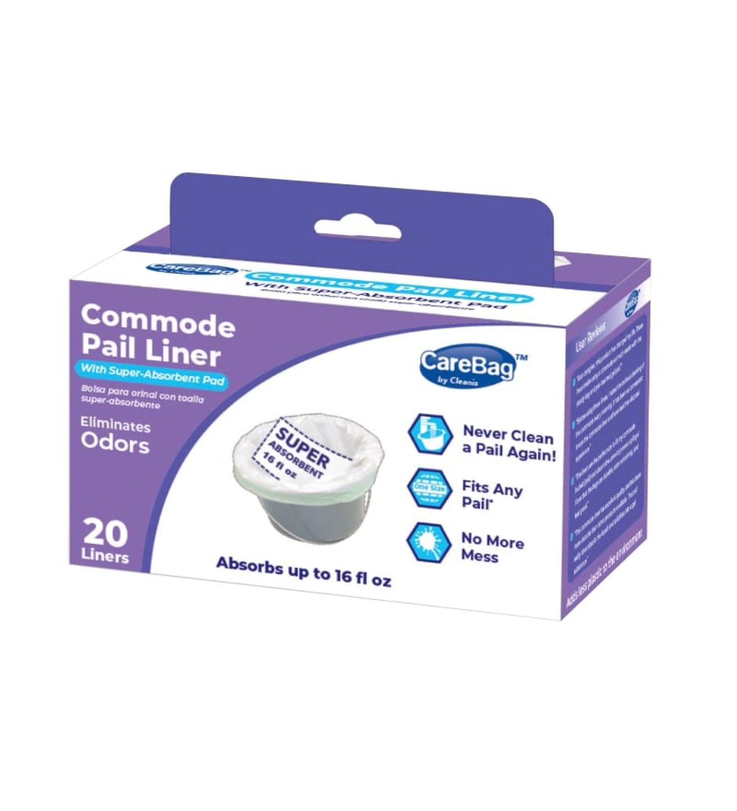 Carebag Commode Liners with Super Absorbent Pad - 20 Count, Medical Grade, Disposable for Adult Commode Chair - Buy Online on GoSupps.com