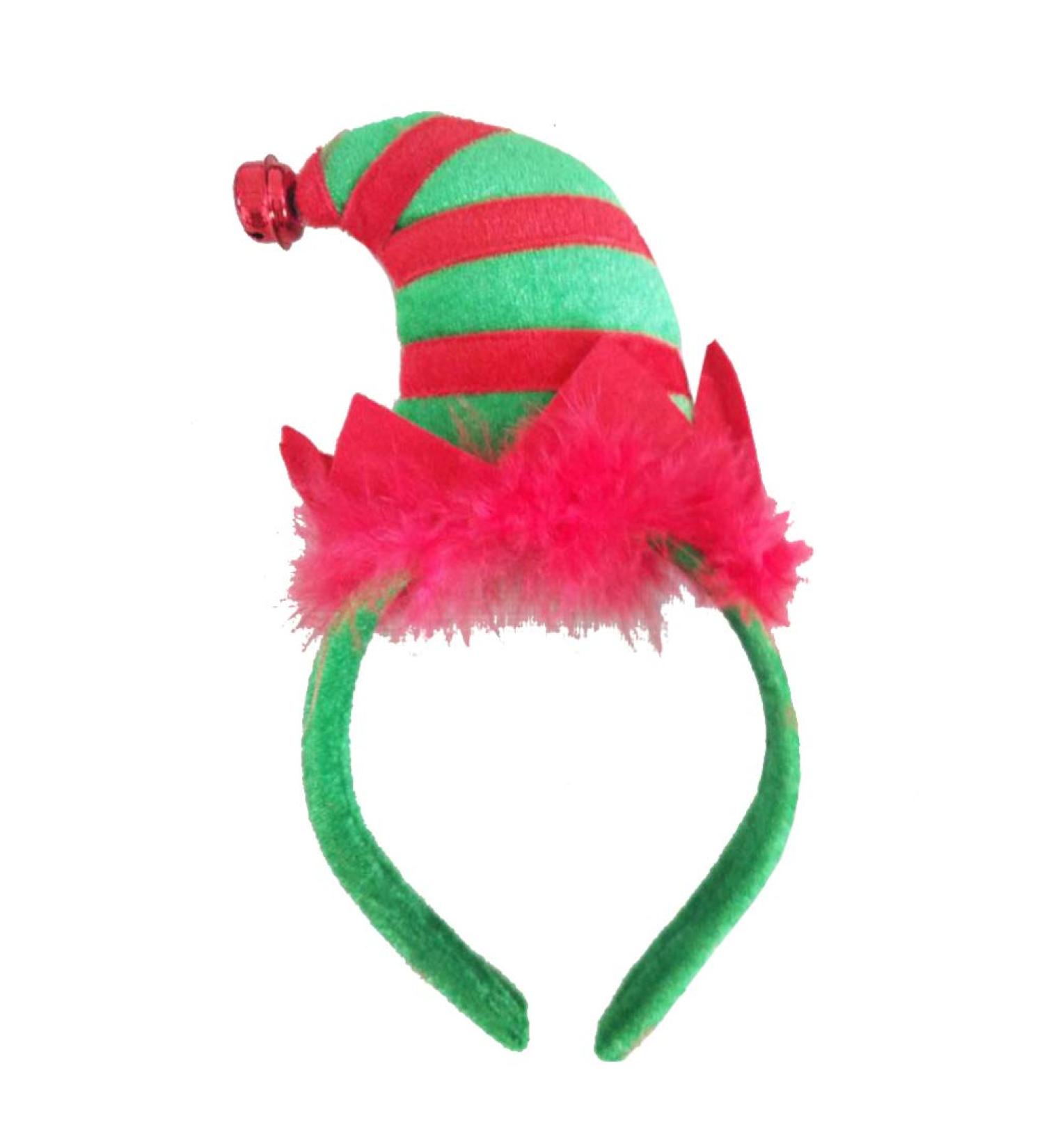 Lurrose Christmas Headband Elf Hat Hair Hoop Cute Bell Hairband Elves Party Hats with Jingle Bells Feather for Santa Party Carnival Costume - Buy Online on GoSupps.com