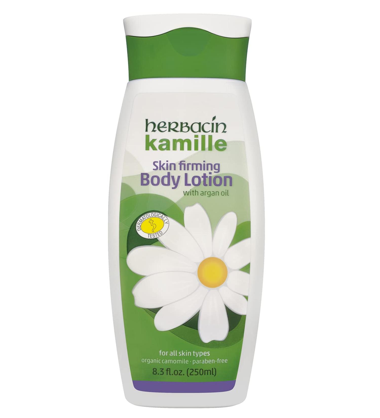 Herbacin Kamille Skin Firming Body Lotion with Rich Argan Nut Oil for Women 8.3 Ounce