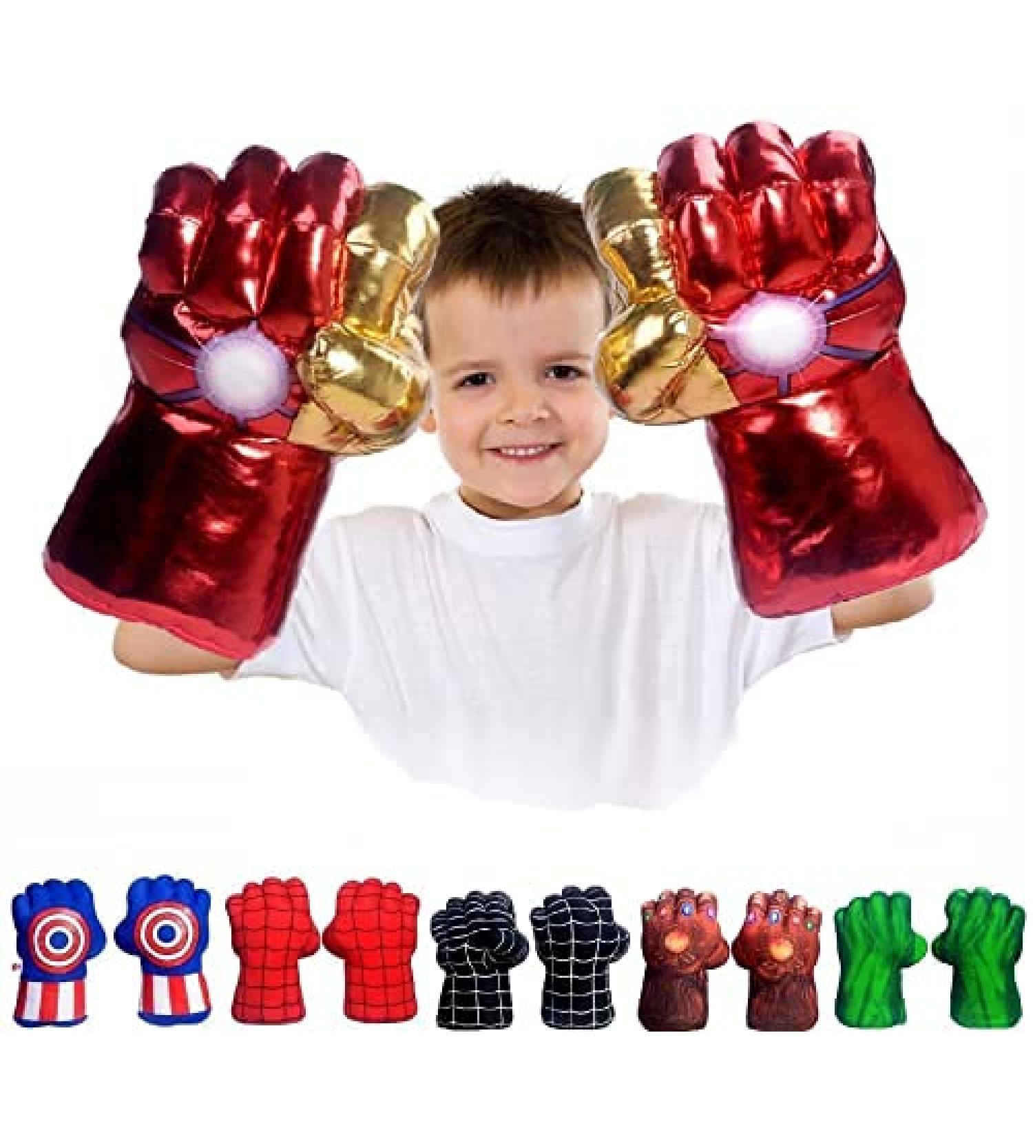 Incredible HOK Superhero Gauntlet Smash Hands Green Iron Man Gold - Soft Plush Gloves Pair - Buy Online on GoSupps.com