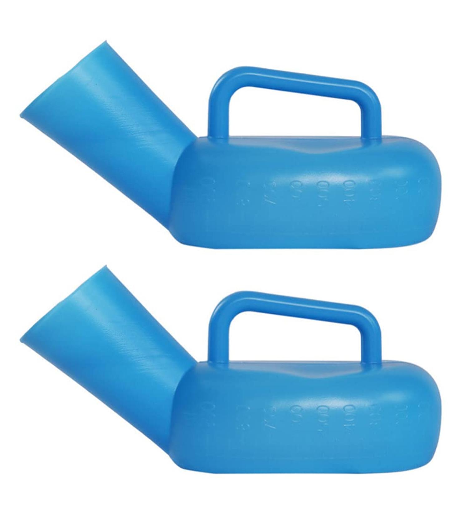 DOITOOL Travel Container Set - 2 Pcs Men's Portable Pee Bottles for Adults, Elderly & Children - Blue Urinary Chamber Pots - Buy Online on GoSupps.com