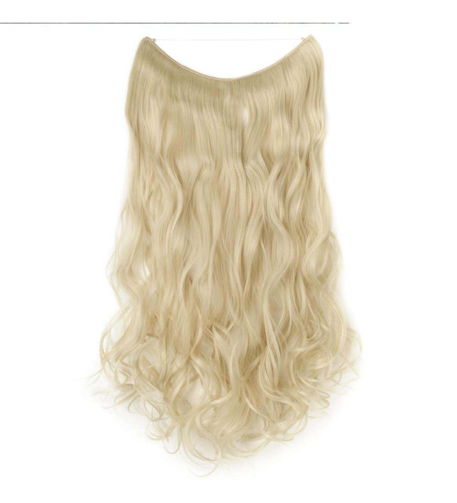 Silk-Co Adjustable Rubber Band Hair Extensions - Invisible Synthetic 60cm Blonde | Corrugated & Bleached for Women - Buy Online on GoSupps.com