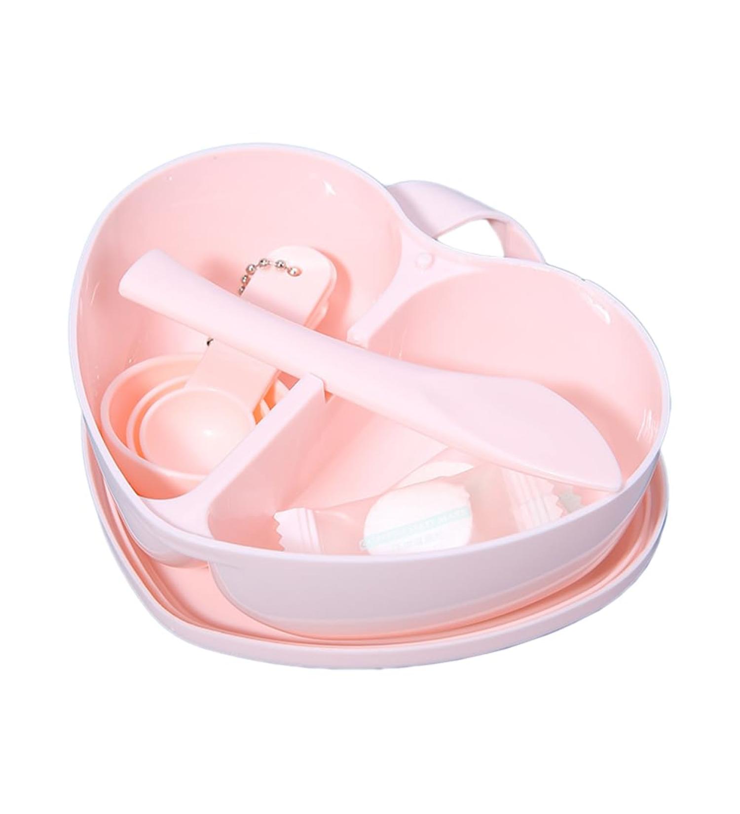 Heart Shaped Facial Mask Mixing Bowl Set with Spatula & Measuring Spoon | DIY Skin Care Tool Kit for Women | Perfect for Home & Beauty Salon Use | Random Color - Buy Online on GoSupps.com