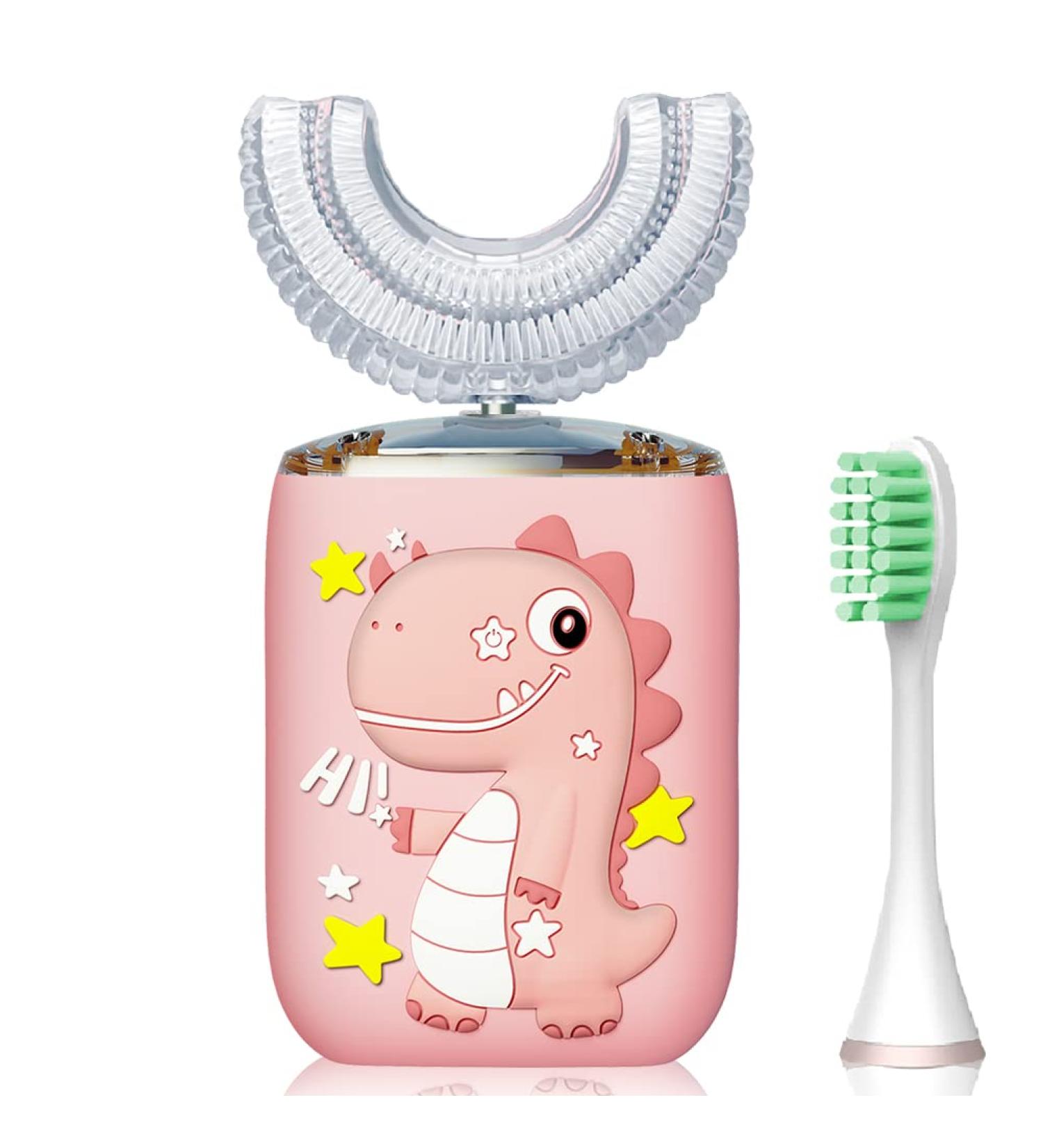 Kids Ultrasonic Electric U-Shaped Toothbrush | 6 Speed Modes, IPX7 Waterproof | 360 Oral Cleaning Automatic Toothbrush for 2-7 Years Old | Pink - Buy Online on GoSupps.com
