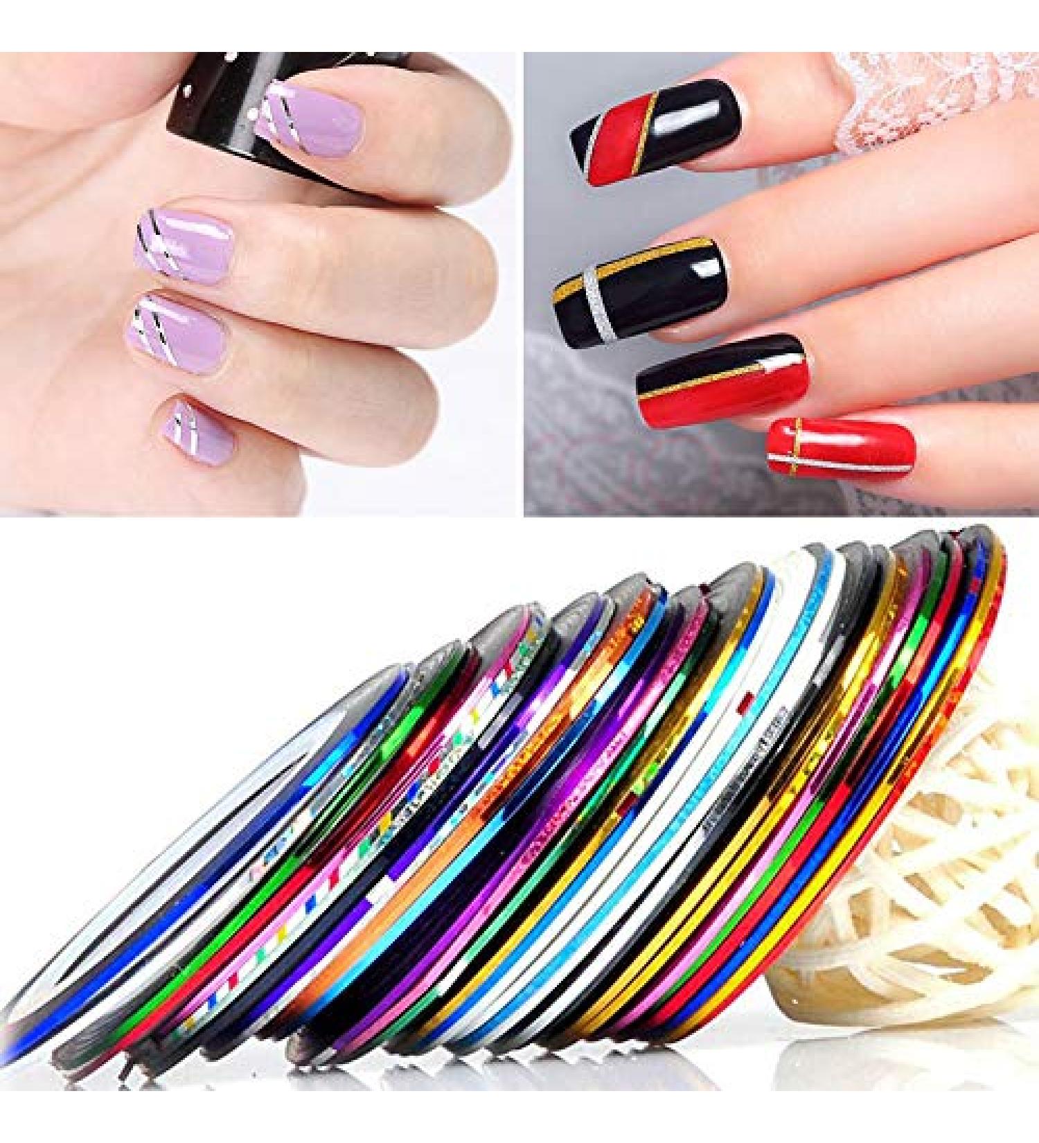30 Colors Nail Striping Tape Line for DIY Nail Art Decoration - Nail Tape Stripes Stickers - Buy Online on GoSupps.com