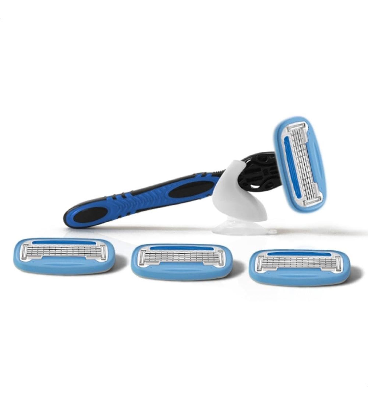 Mornin Glory Body Wet Shaving Starter Kit | 4 Razor Blades & Ergonomic Handle | Aloe Vera & Suction Cup Holder for Optimal Shaving Experience - Buy Online on GoSupps.com
