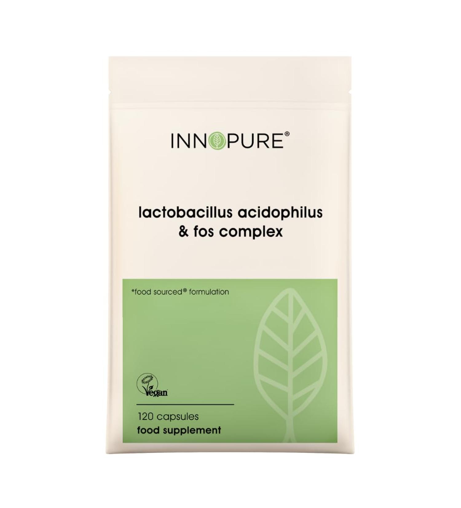 Innopure Lactobacillus Acidophilus Probiotics & Prebiotics - 120 Capsules, 5 Billion CFU, UK Made - Digestive Gut Health, Bloating Relief - No Artificial Fillers (Pack of 1) - Buy Online on GoSupps.com