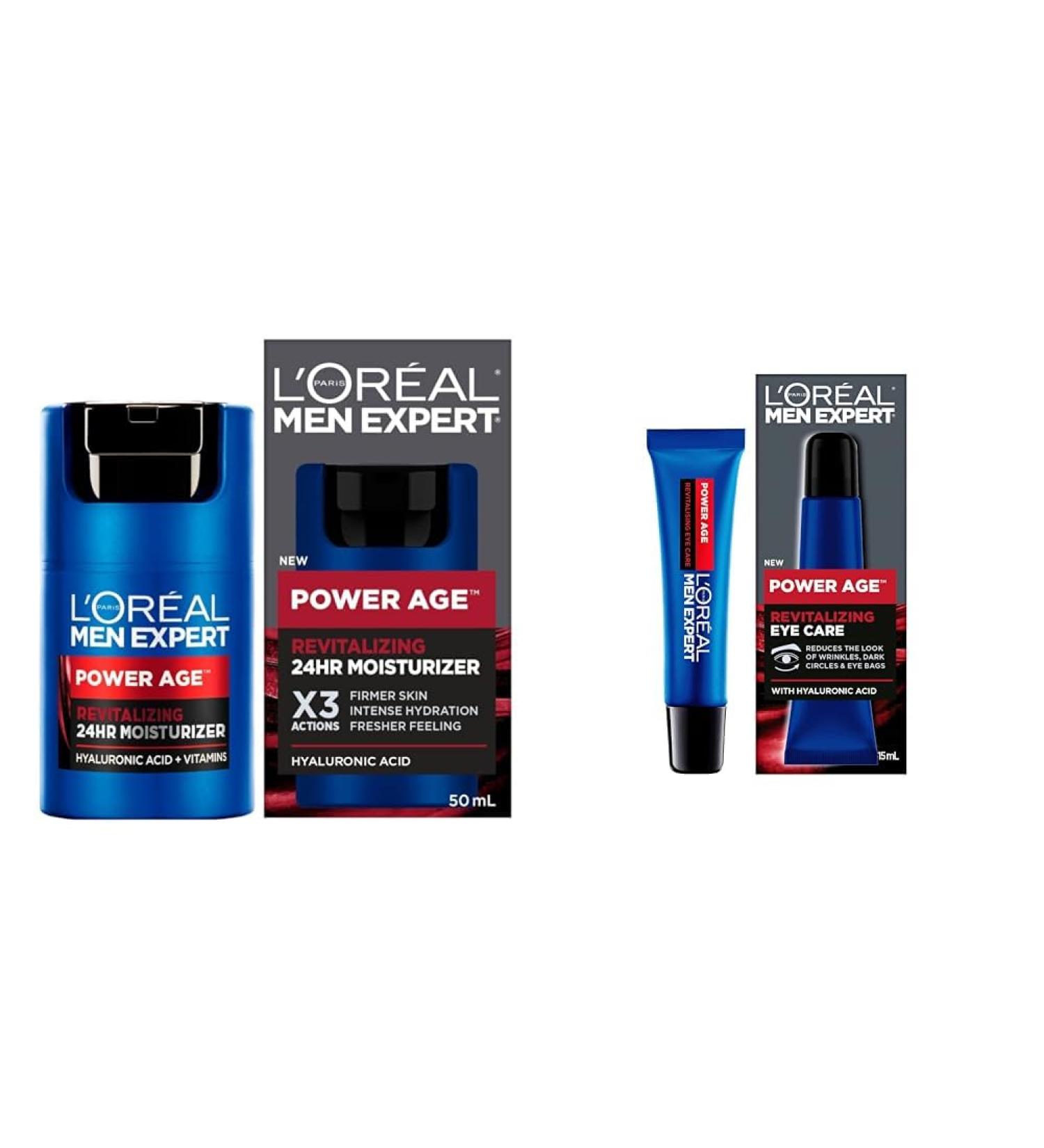 L'Or al Paris Men Expert Power Age Moisturizer (50 mL) + Revitalizing Eye Care (15 mL) Vita Lift Hydrating Face Cream - 50 mL Face Wash + Revitalizing Eye Care - Buy Online on GoSupps.com
