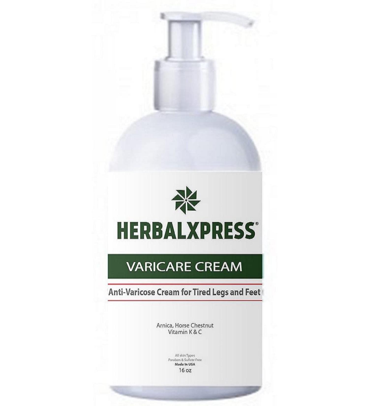 Herbalxpress Varicare Varicose Veins Cream 16 oz - Soothes Tired Legs & Feet - Buy Online on GoSupps.com