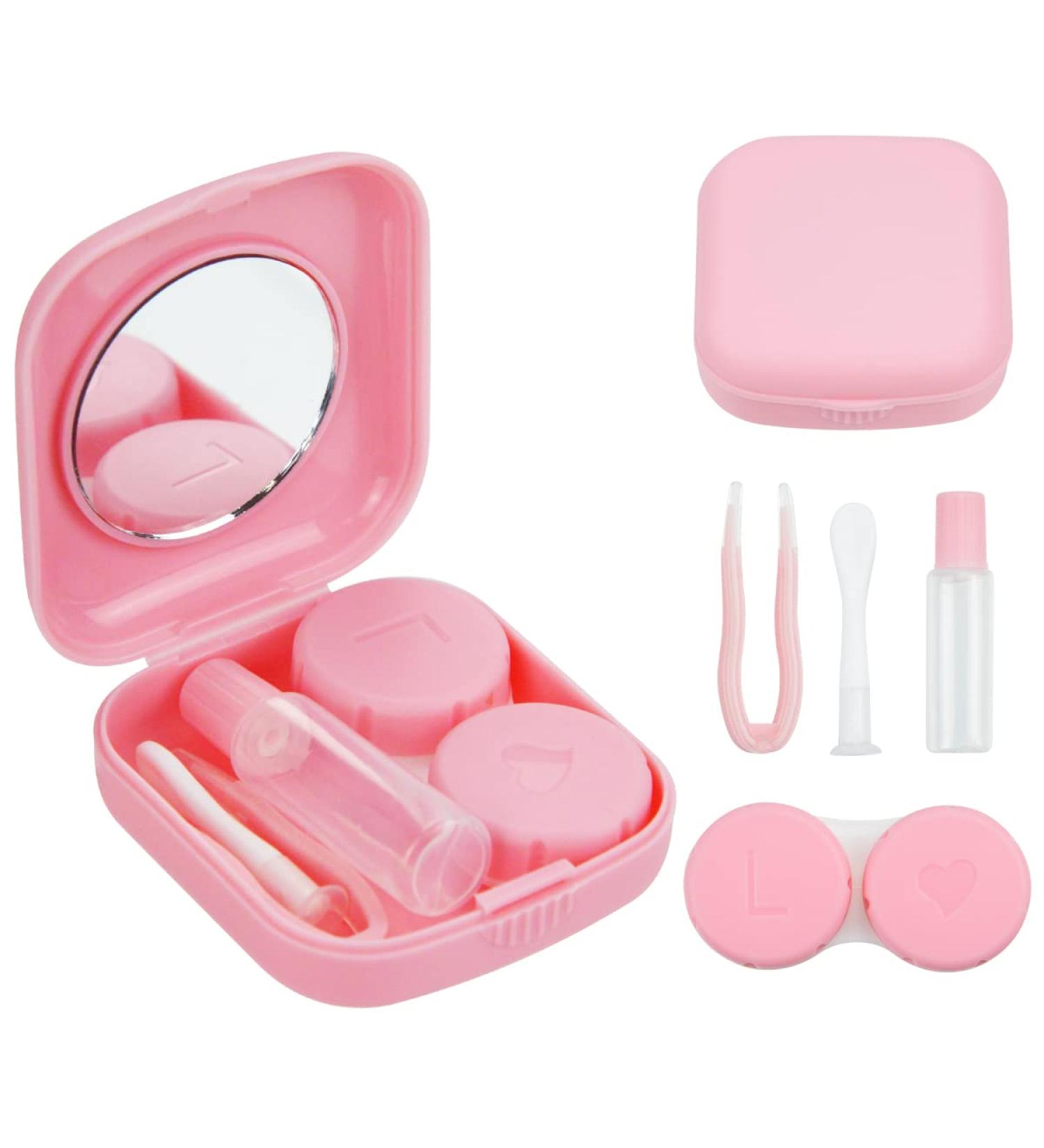 Travel-Friendly Pink Contact Lens Case with Mirror | Protective Cover & Hygienic Container for Contact Lenses - Buy Online on GoSupps.com