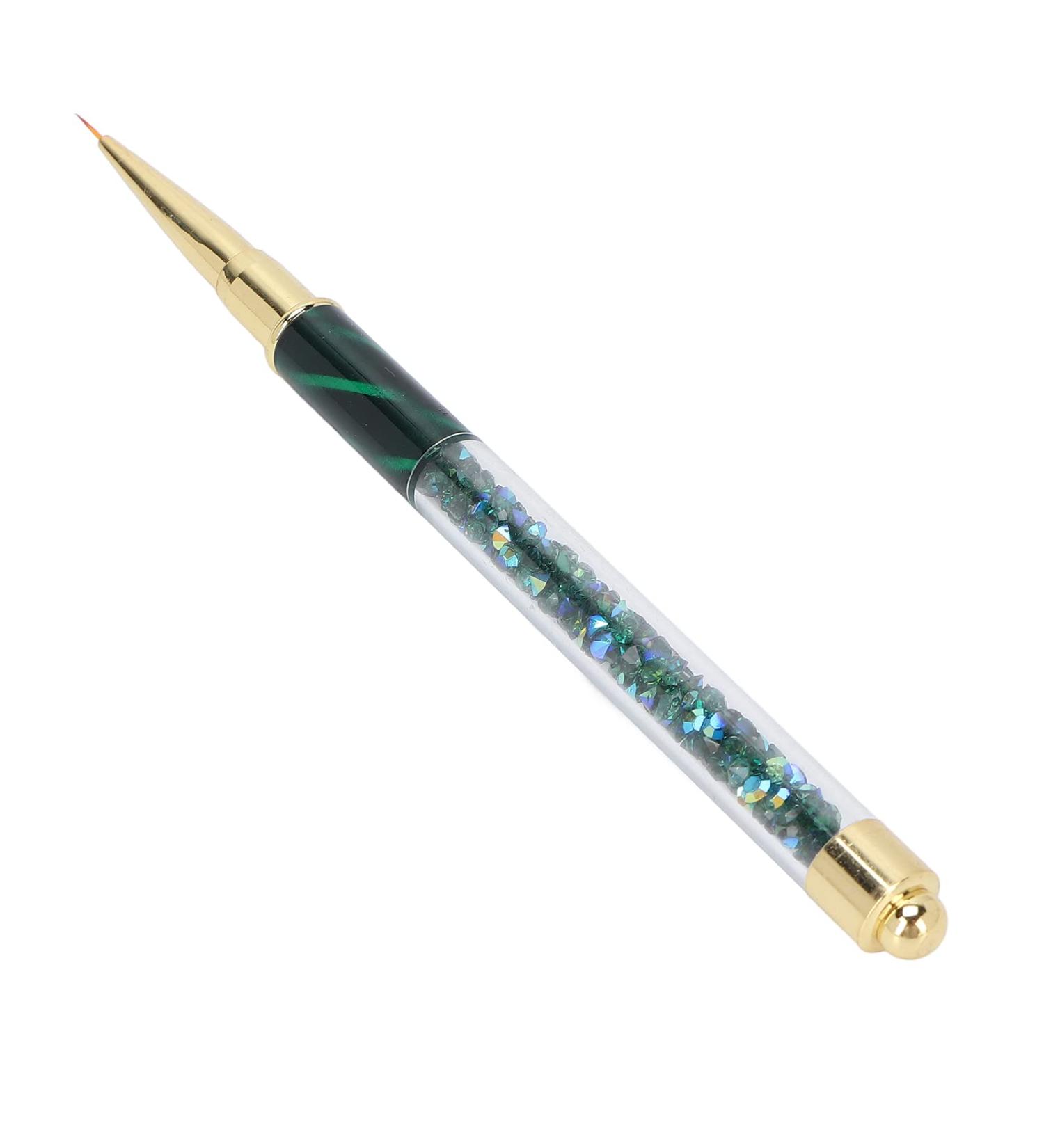 Manicure Liner Pen Nail Rhinestone Picker Dotting Pen Nail Art DIY Decoration Tool for Household Nail Shop (Dark green stripes (short pull cord)) - Buy Online on GoSupps.com