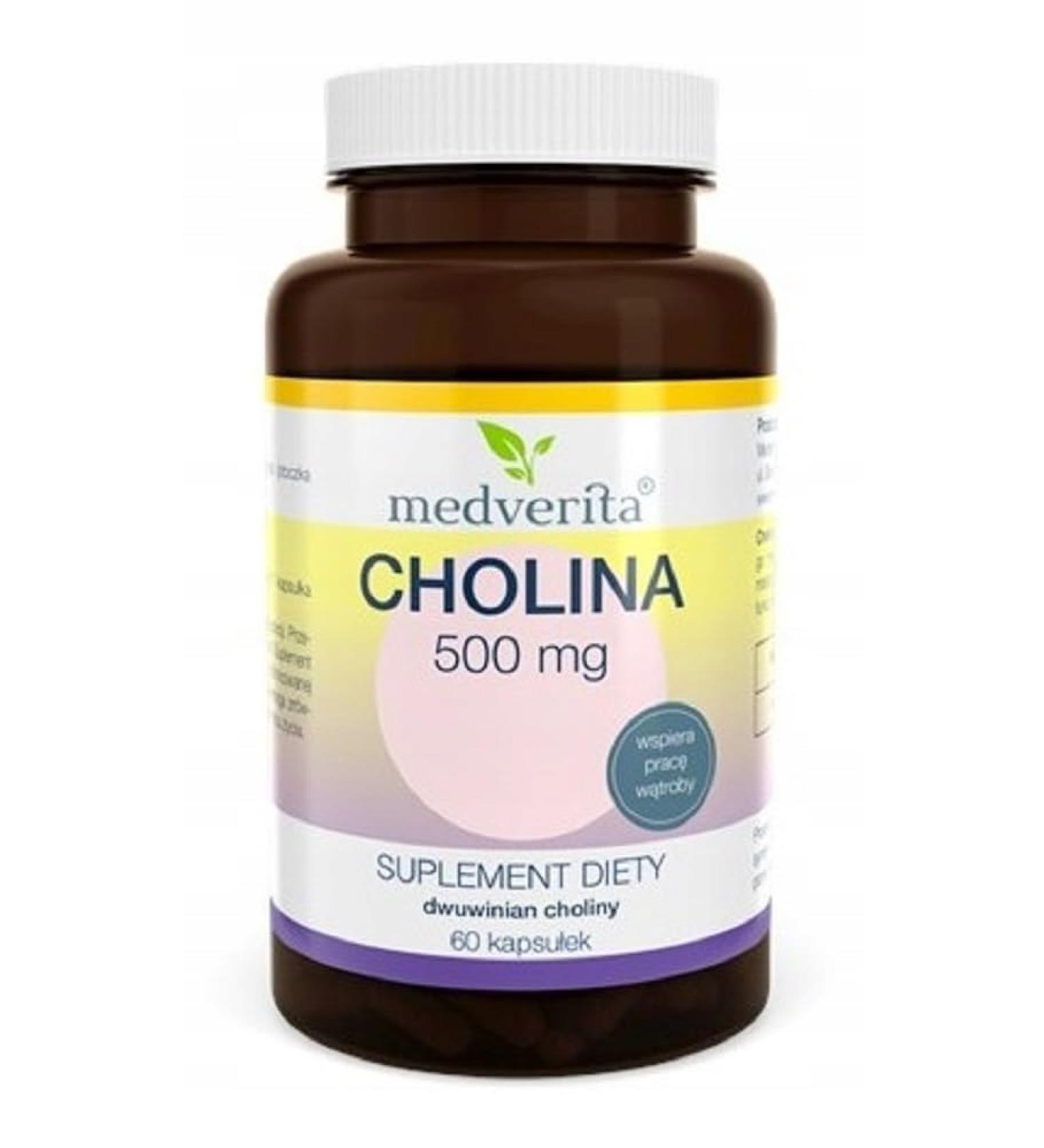 Medverita Choline 500 mg - Pure Choline Bicine Supplement - 60 Capsules for Optimal Health - Buy Online on GoSupps.com