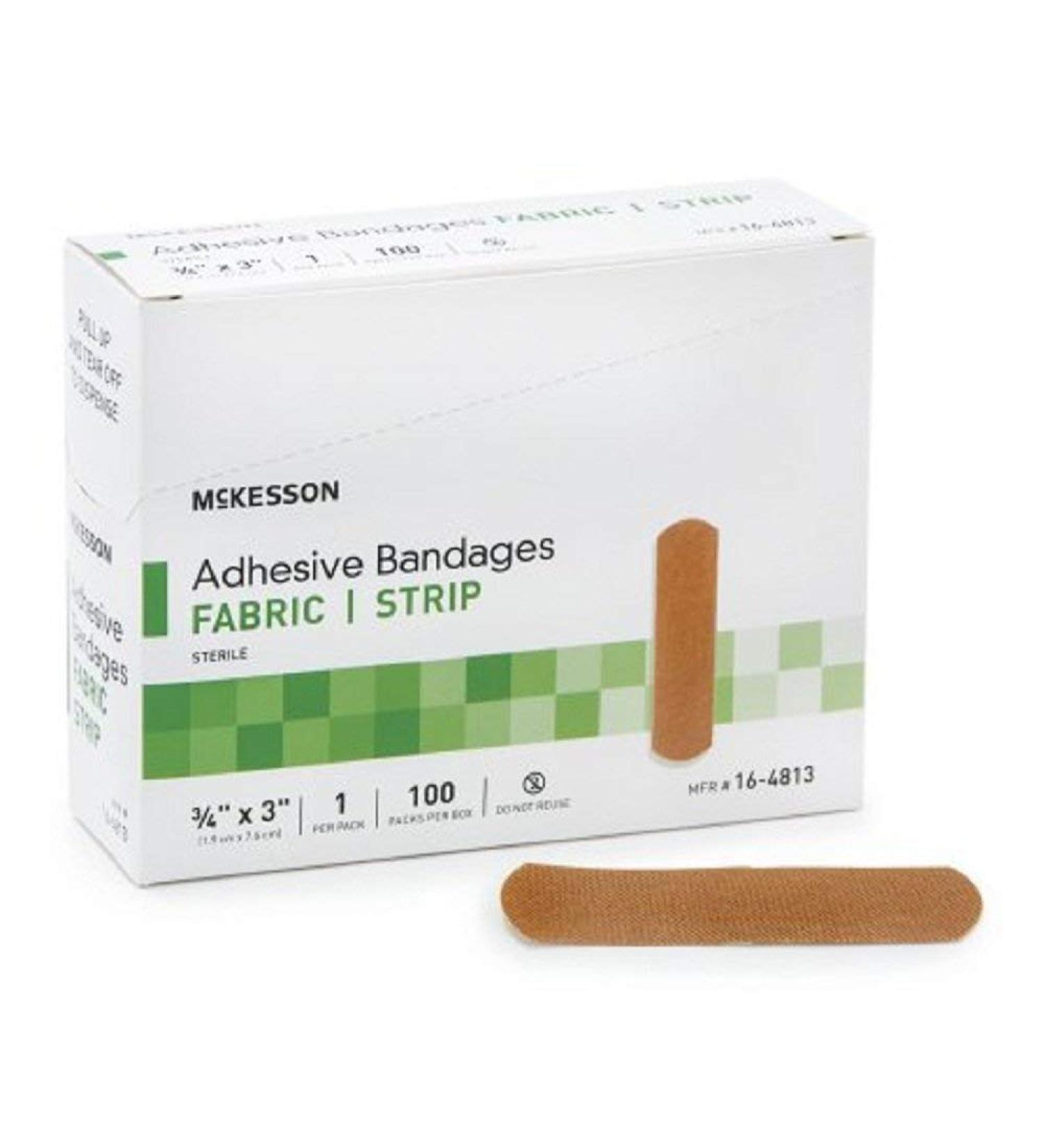McKesson Medi Pak Performance Bandage Fabric Strip 3/4'X3' Latex Free - Box of 100 - Model 16-4813
