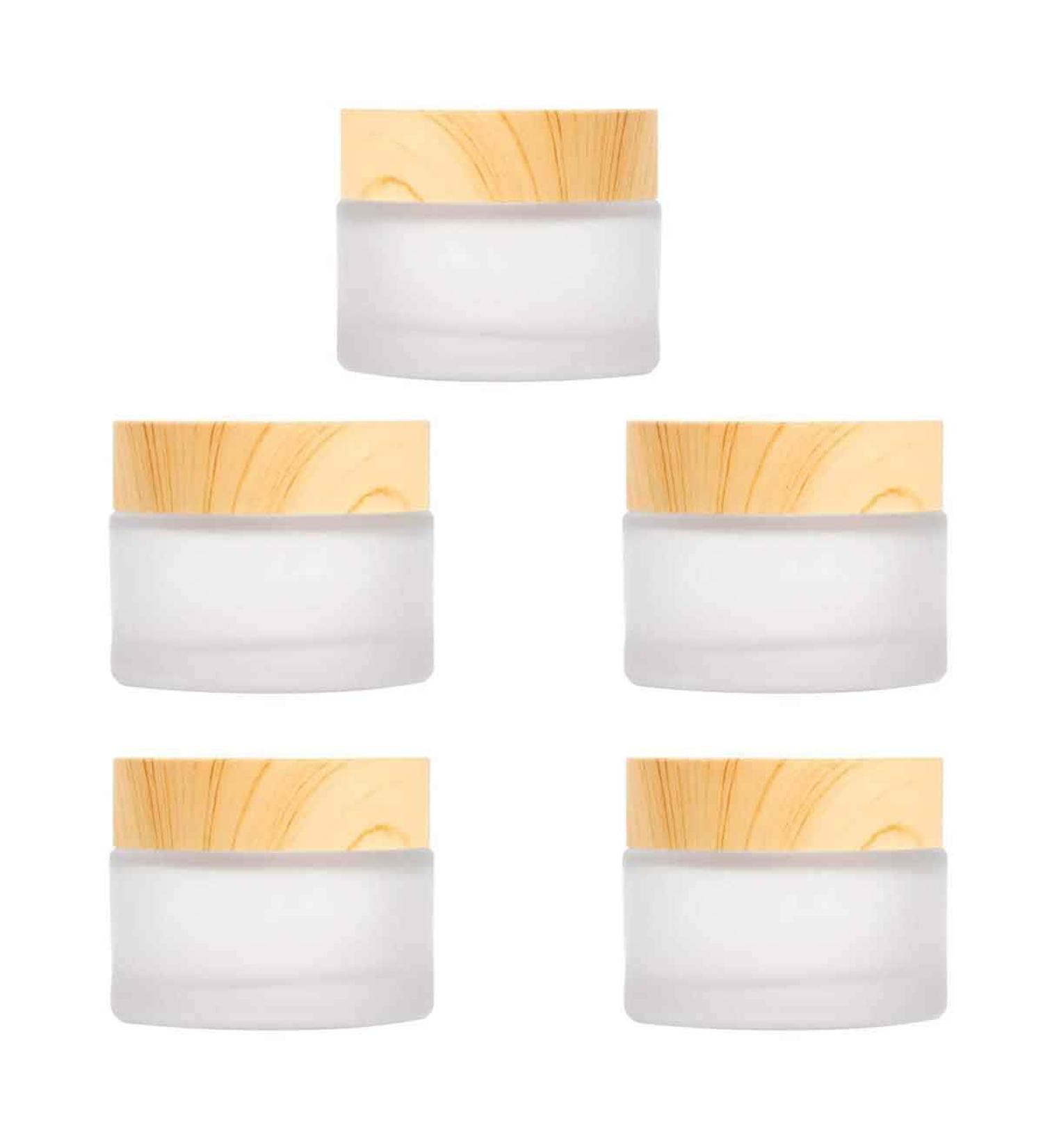 XLKJ 5-Piece Matte Glass Cosmetic Jar Set - Travel-Size Empty Cream Containers with Lids for Skincare - Buy Online on GoSupps.com