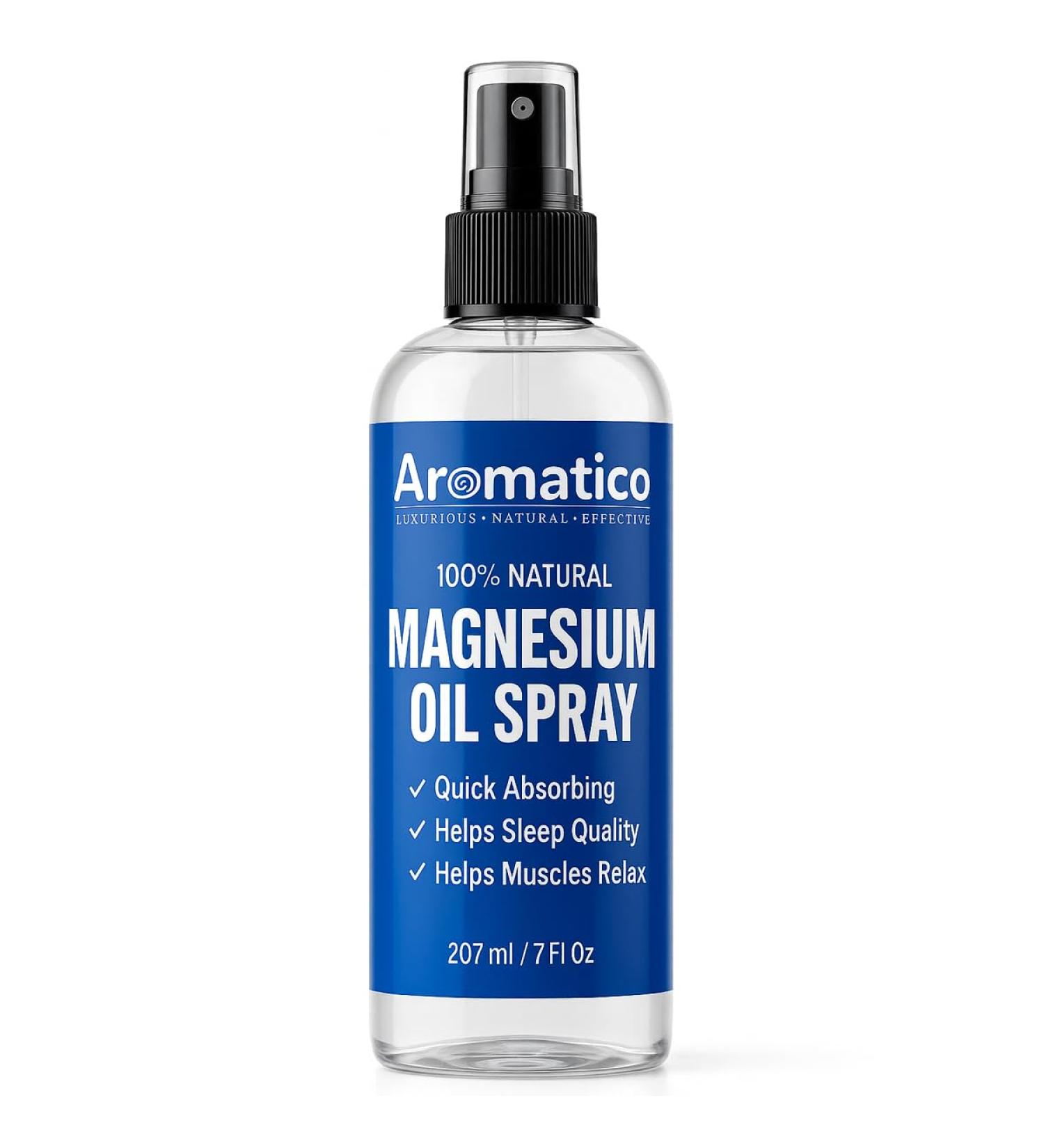 Aromatico Magnesium Oil Spray 100% Natural, Topical Magnesium Chloride Spray for Skin Use, Fast Absorbing Body Spray, Pure Mineral Magnesium Solution, 207 ml / 7 fl oz. - Buy Online on GoSupps.com