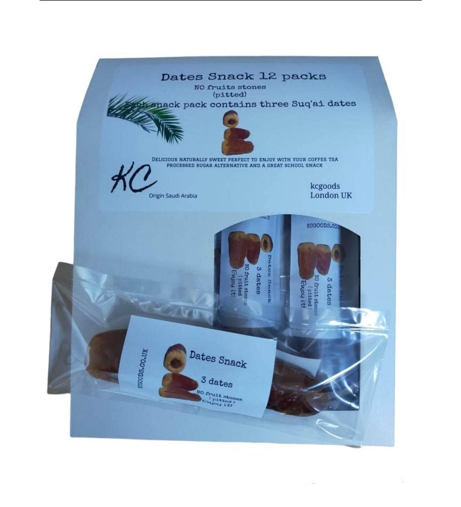 Dates Snack Box 12pcs no Fruits Stones ( pitted) Three Dates per Snack Pack - Buy Online on GoSupps.com