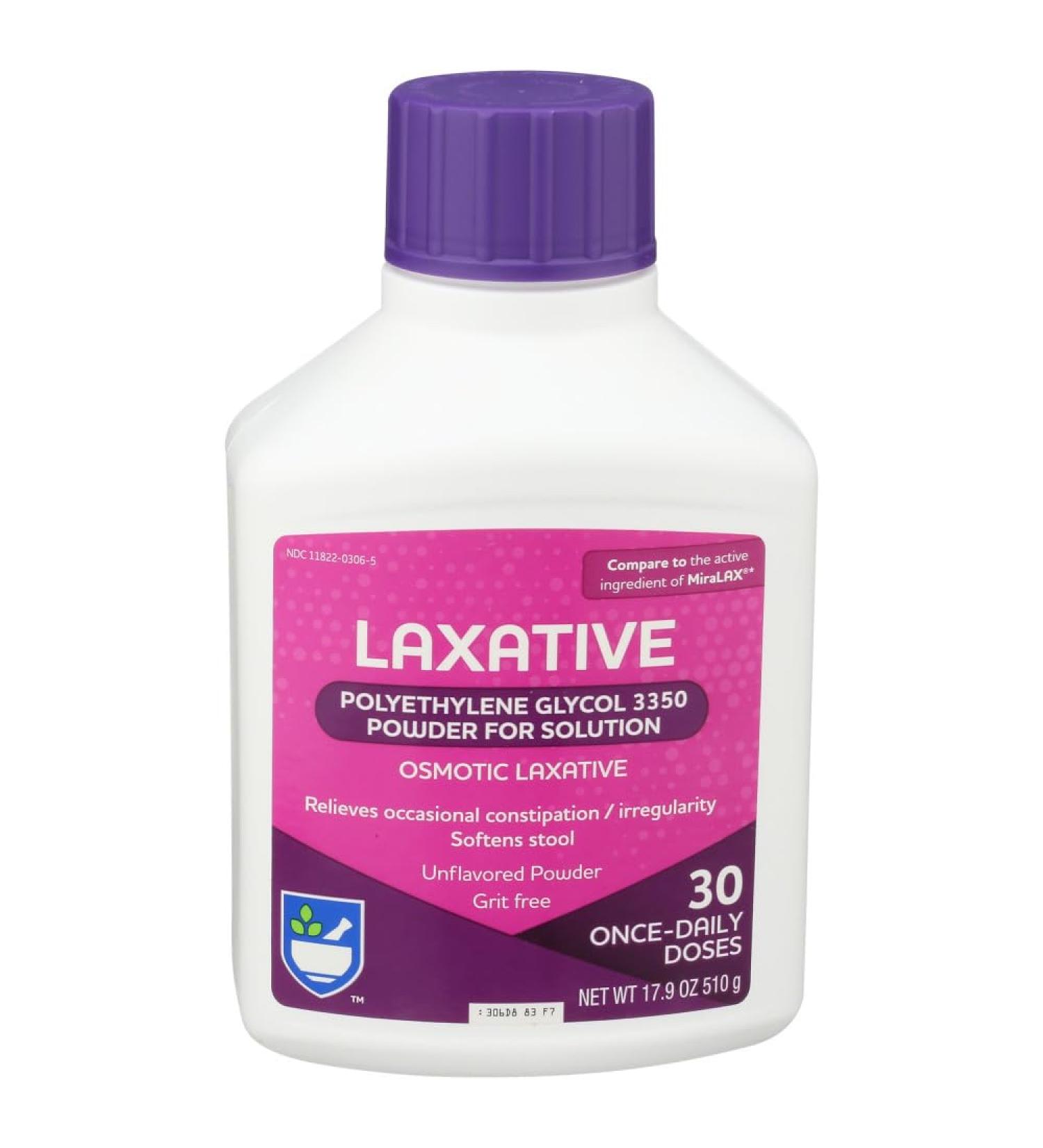 Rite Aid Laxative Powder | Polyethylene Glycol 3350 | 30 Doses 17.9 oz | Effective Stool Softener for Constipation Relief - Ship Internationally - Buy Online on GoSupps.com