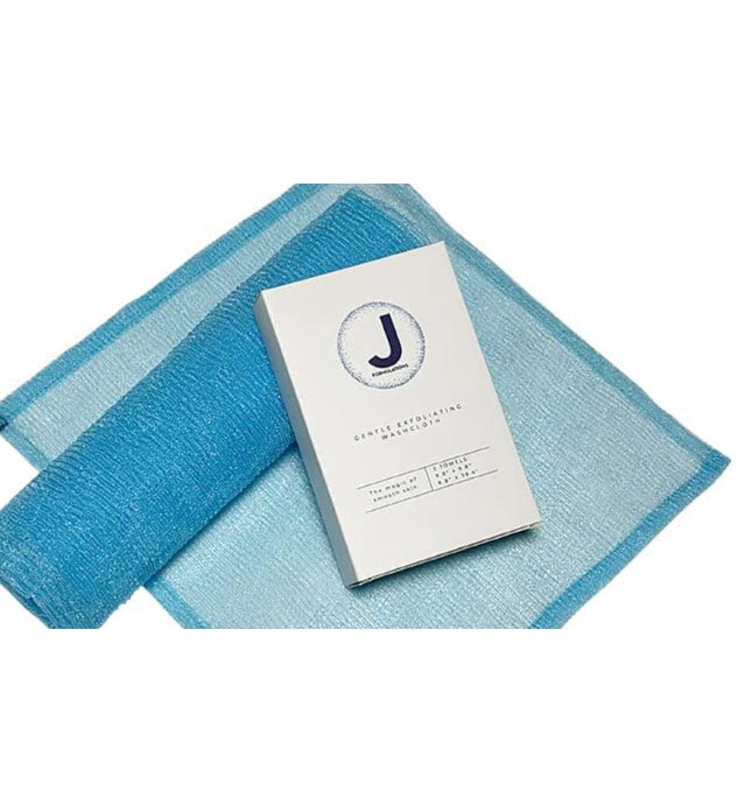 J Formulations Exfoliation Washcloth 2 Pack - Gentle Body Scrub - Quick Dry - Self-Cleaning - Nylon - Travel and Full Body Sizes - Buy Online on GoSupps.com