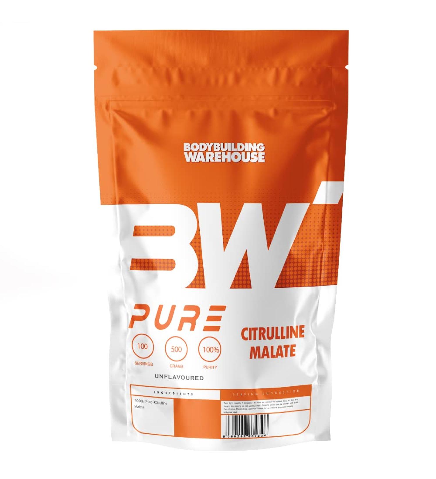 Bodybuilding Warehouse Pure Citrulline Malate Powder 500g - Nitric Oxide Pre-Workout Supplement - Buy Online on GoSupps.com