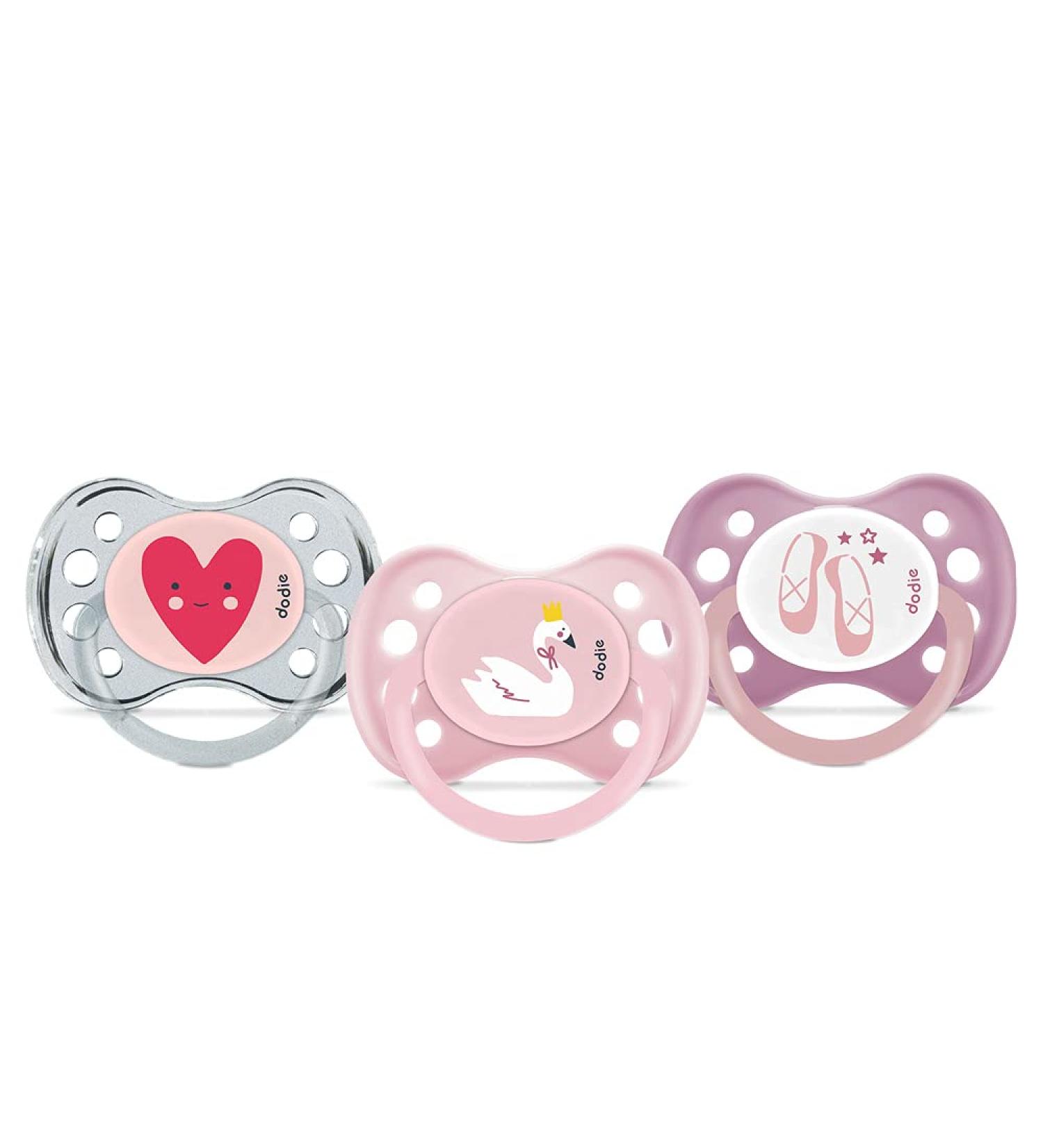 Buy Dodie Set of 3 Anatomical Pacifiers - Ballerina Swan Heart | Best for Girls +6 Months - International Shipping Available - Buy Online on GoSupps.com