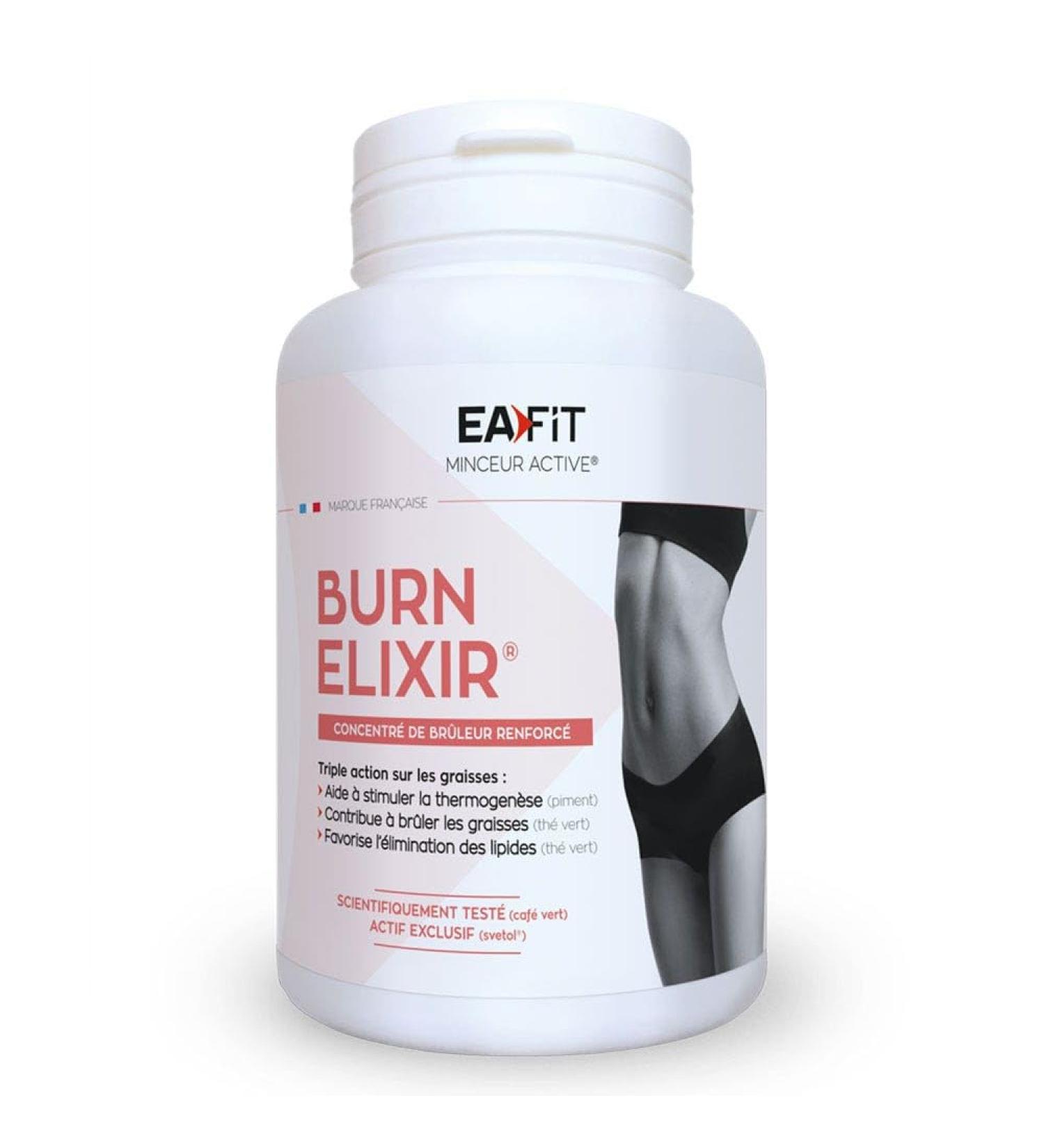 EAFIT Burn Elixir - Powerful Fat Burner - Fat Oxidation - Coffeine - Chili Pepper - Black Pepper - Chromium - Choline - Green Tea - Suitable for Sports - French Brand - Vegetarian - 90 Capsules - Buy Online on GoSupps.com