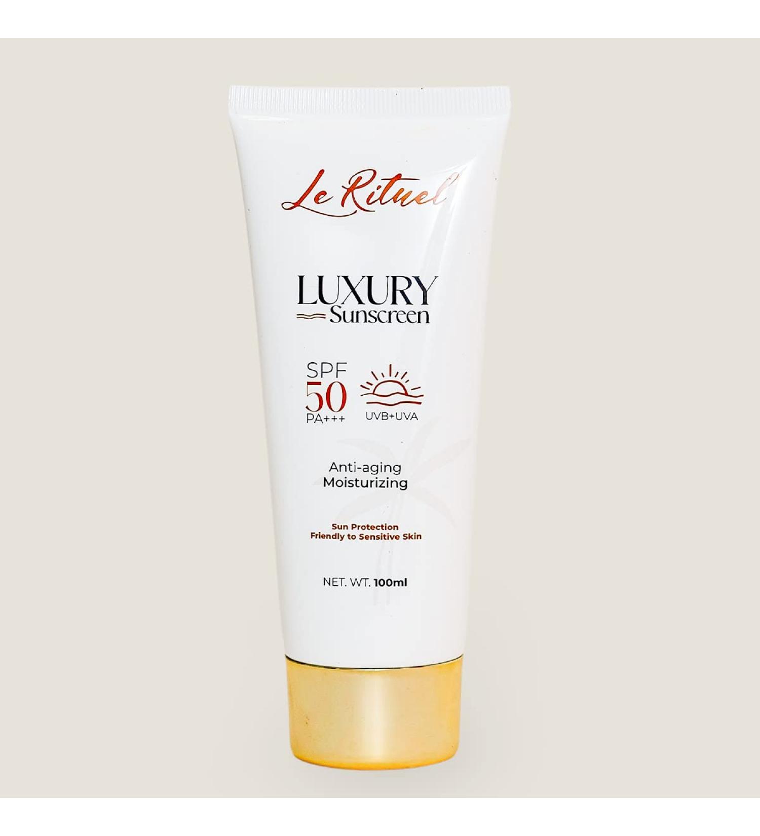 Luxury Sunscreen Anti-Aging 50 SPF | Paraben-Free UVB/UVA Booster for Sensitive & Acne-Prone Skin - Buy Online on GoSupps.com