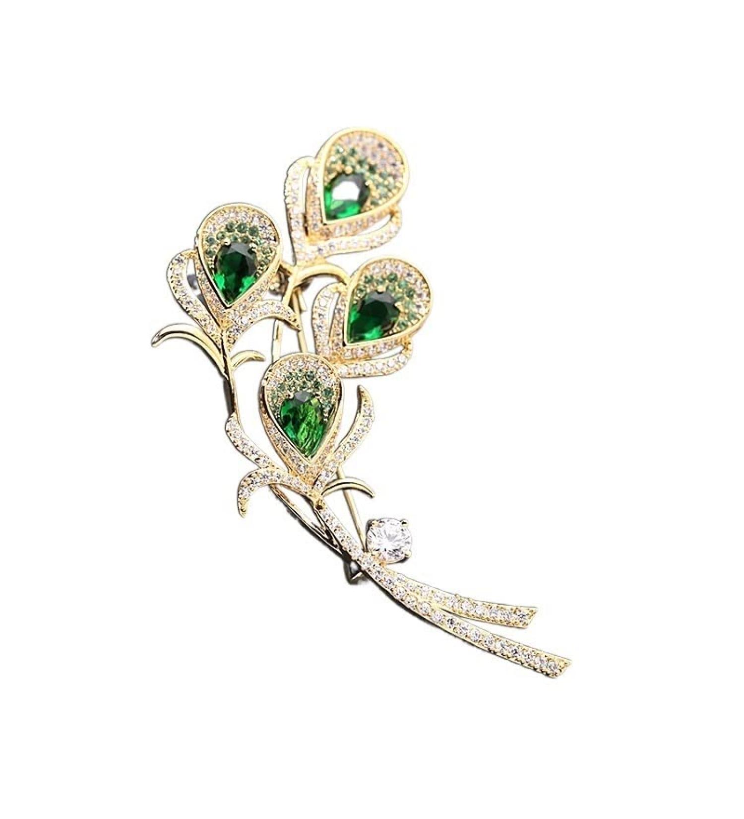 Brooch Brooches for Women Ajojewel Golden Calla Lily Flower Brooch Green Crystal Women Brooches Pins Costume Jewelry Wholesale Fashion Gift Items Brooch Pins for Women - Buy Online on GoSupps.com