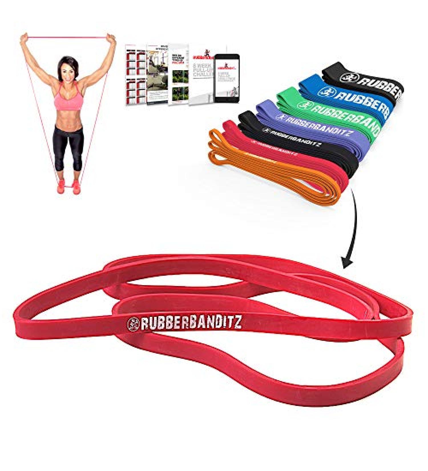 Rubberbanditz Heavy Duty Pull Up Assist Resistance Bands | Loop Exercise Workout Bands for Powerlifting Mobility & Stretching - Red - Buy Online on GoSupps.com