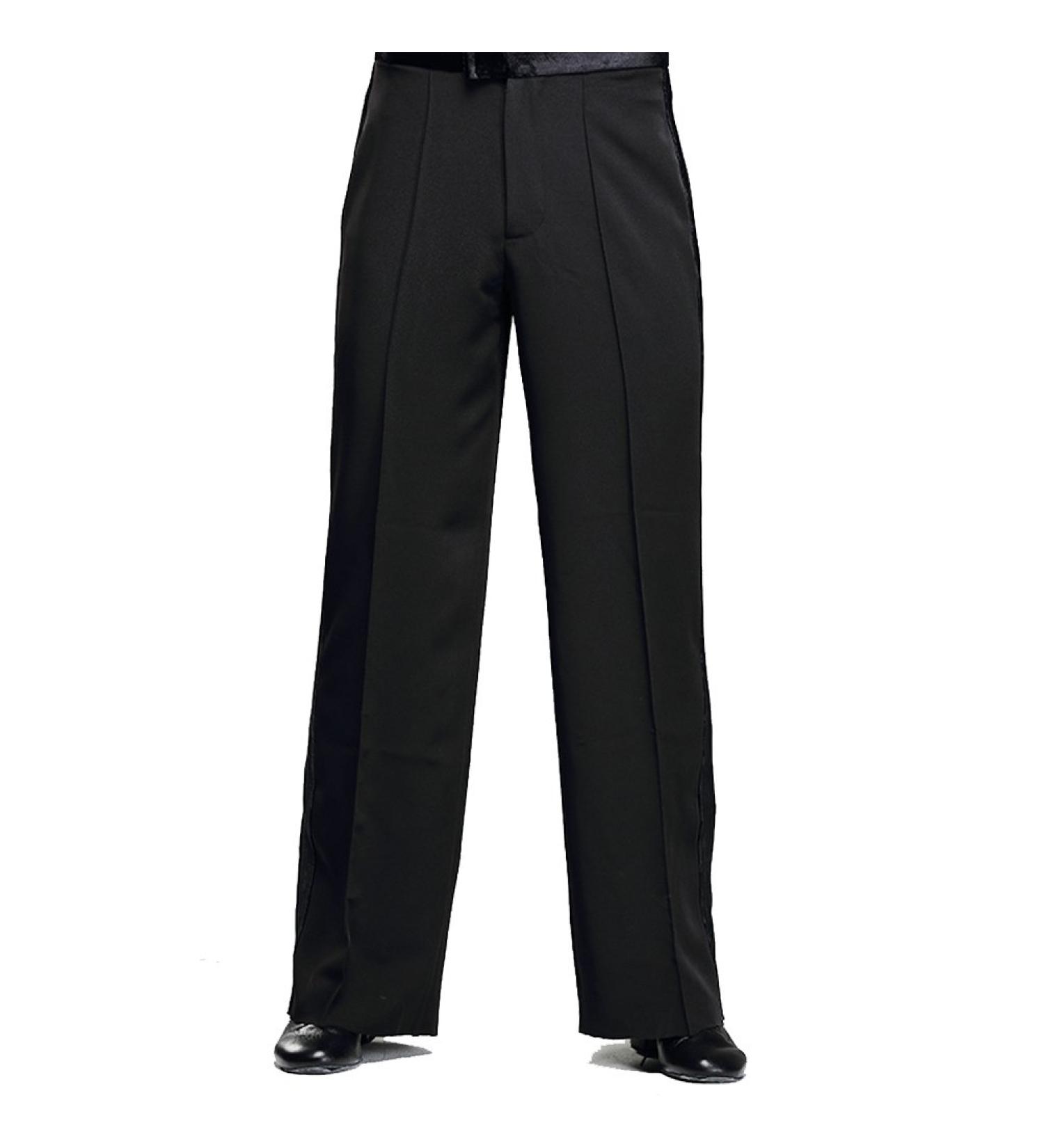 YILINFEIER Men's Professional Black Latin Dance Pants with Wide Elastic Sideband - Buy Online on GoSupps.com