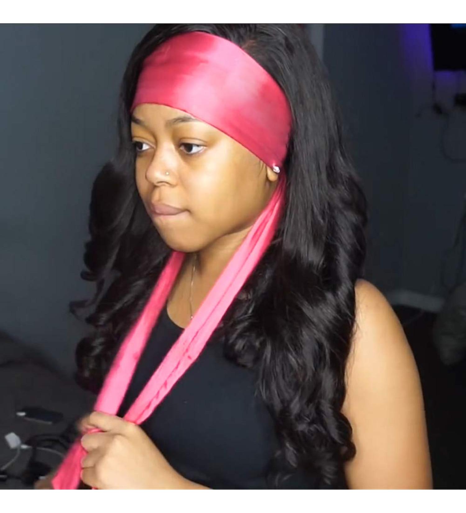 YMSGIRL Satin Edge Laying Scarf for Lace Frontal Wigs - Non Slip Wig Grip Headband for Women - Pink 1 Count - Buy Online on GoSupps.com
