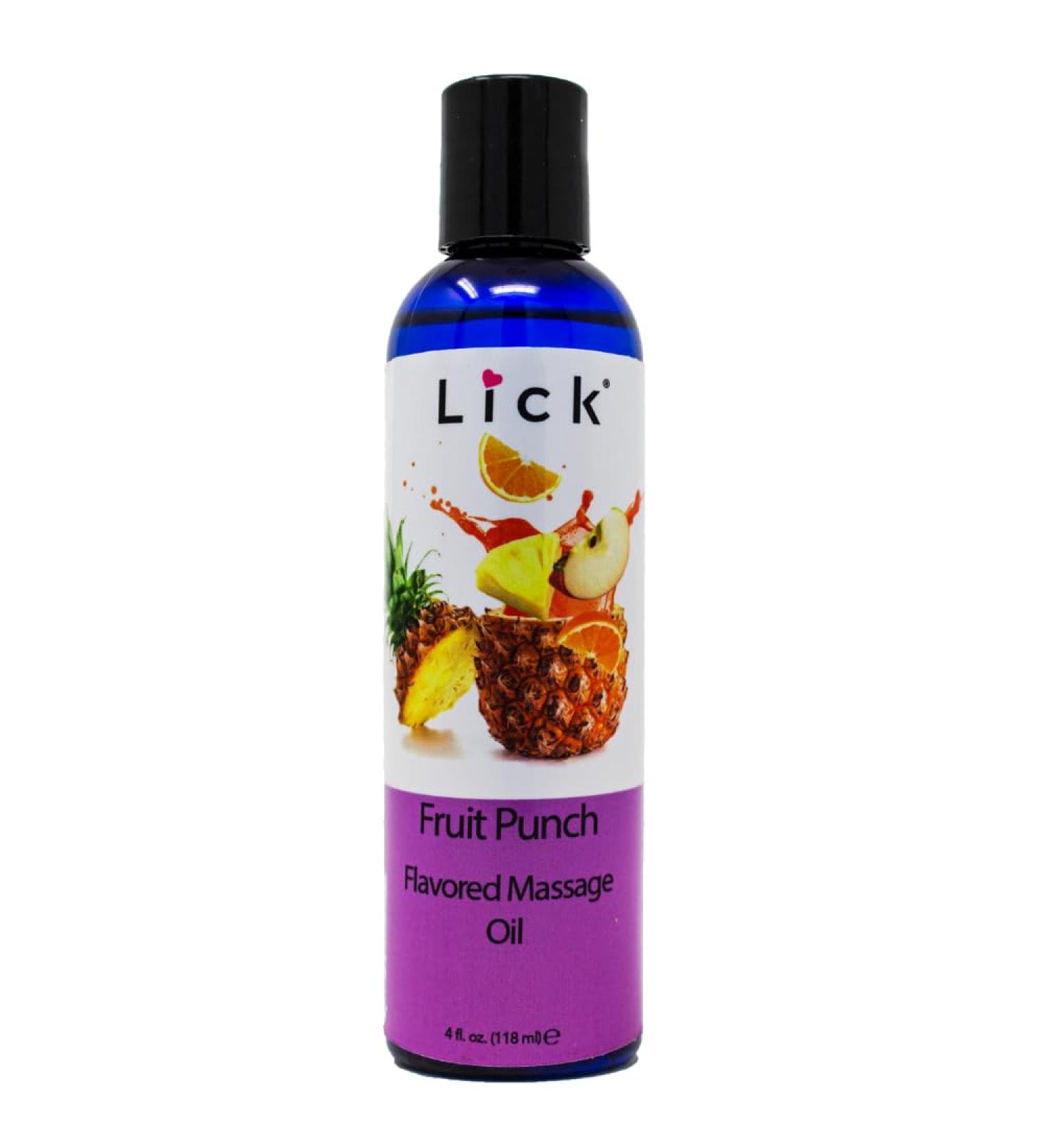 Fruit Punch Flavored Massage Oil - Edible Body Massage with Vitamin E & Sweet Almond Oil for Men & Women | 4 oz Relaxing Non-Sticky Experience - Buy Online on GoSupps.com