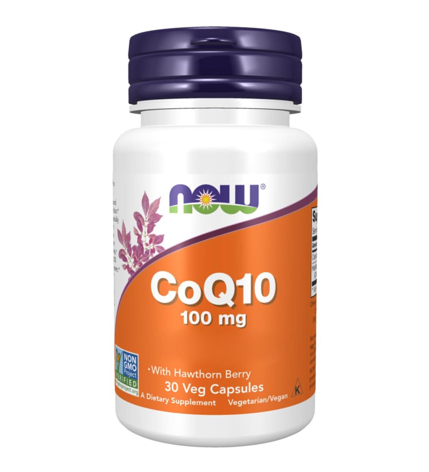 Now Foods CoQ10 100mg with Hawthorn - High Dose Vegan Capsules | Gluten-Free Non-GMO Laboratory Tested - Buy Online on GoSupps.com