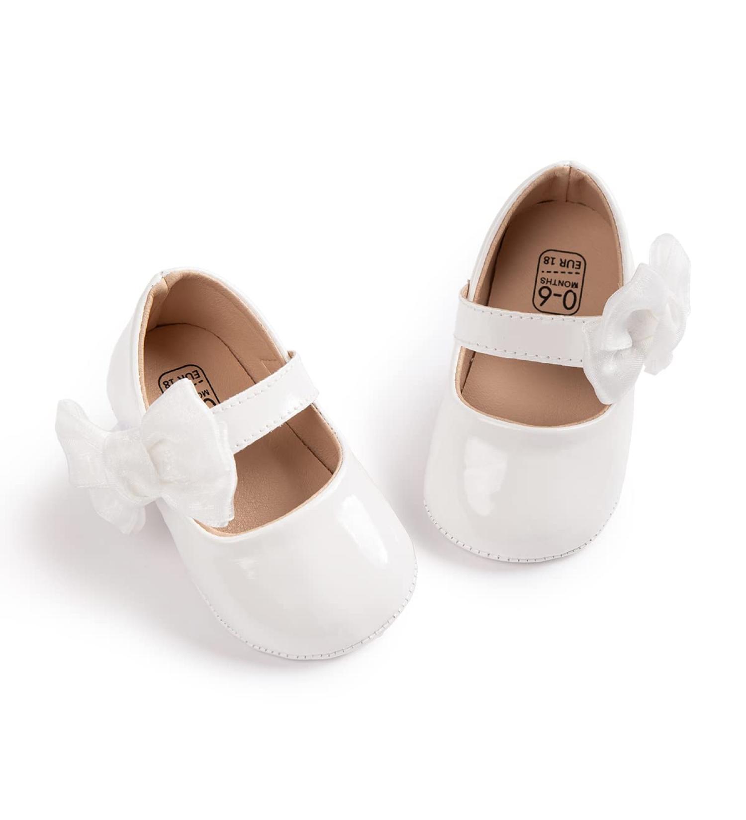 Sonsage Baby Girls White Mary Jane Ballet Flats 6-12 Months Soft Anti-Slip Sole, Ideal for Princess Wedding Dress or First Steps - Buy Online on GoSupps.com
