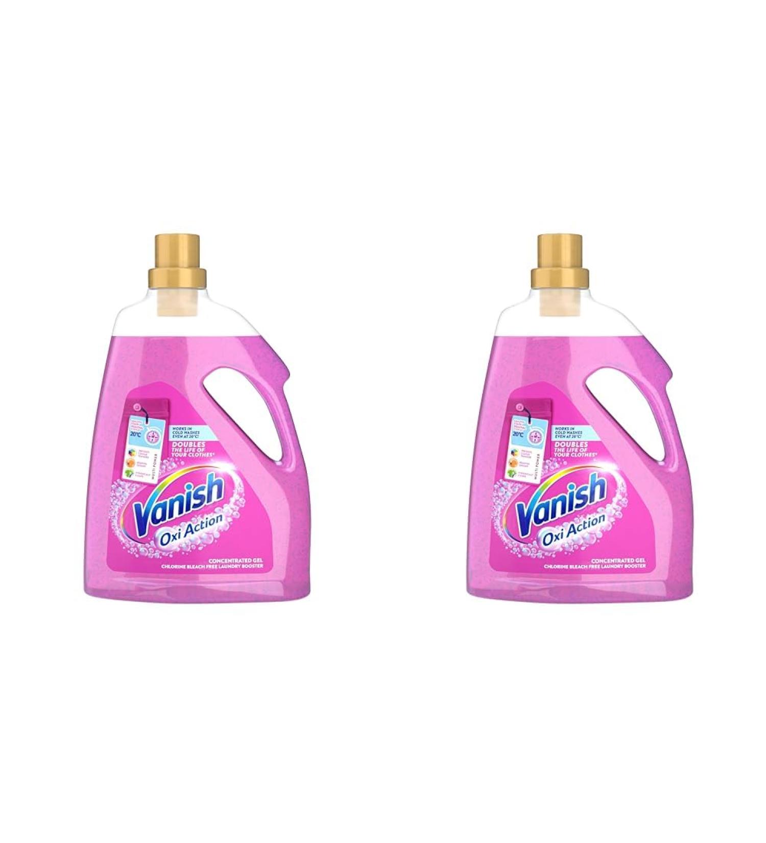 Vanish Gold Oxi Action Gel Fabric Stain Remover 2250 ml Removes Stains in a Cold 30 Wash Brightens Colours & Removes Odours Colour Safe Concentrated Formula (Pack of 2) 1 Count (Pack of 2) - Buy Online on GoSupps.com