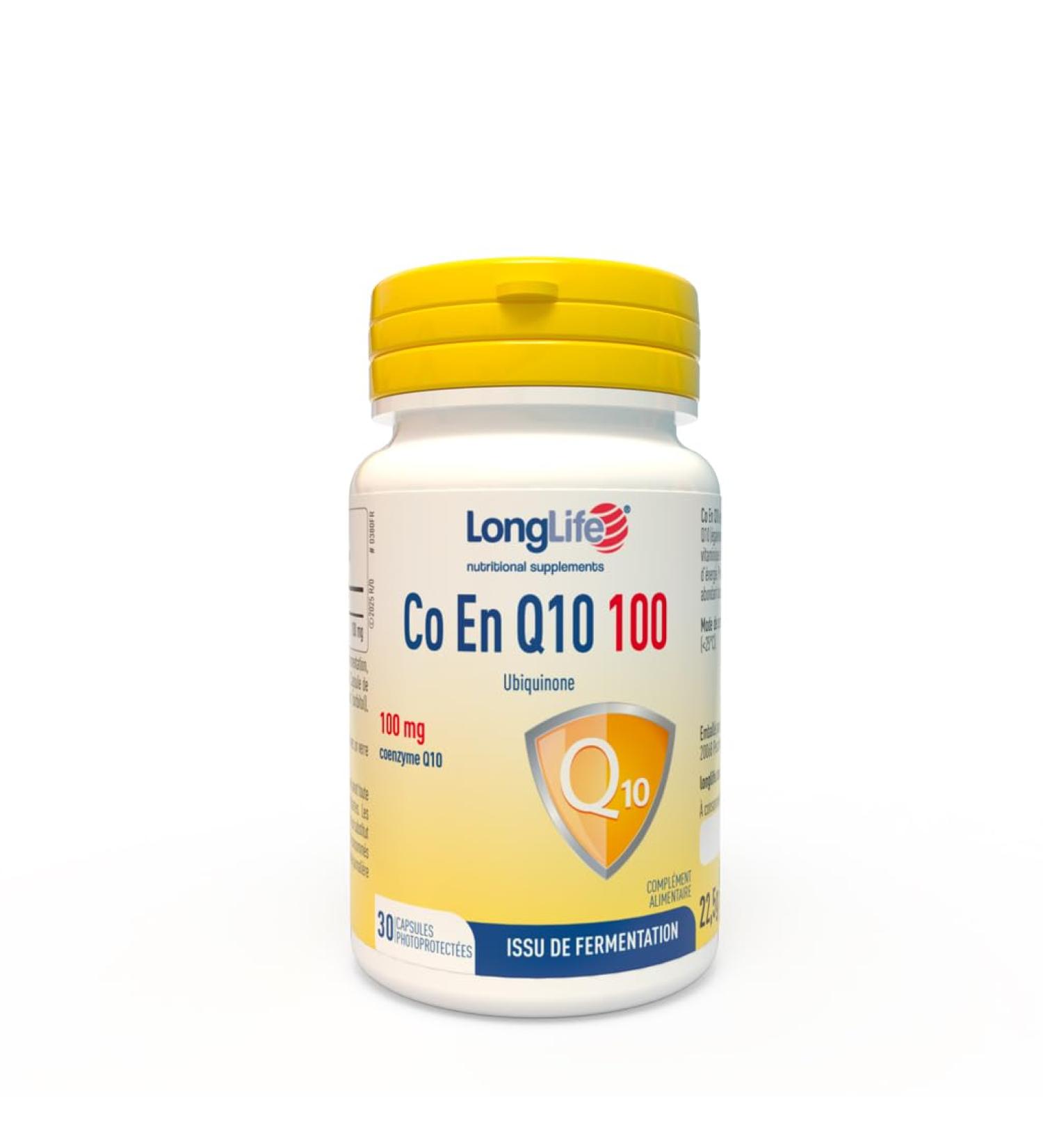 LongLife CO EN Q10 100 mg | Coenzyme Q10 ubid car none pure | Antioxydant et nergisant cellulaire | Issu de fermentation | 30 capsules | Sans gluten - Buy Online on GoSupps.com