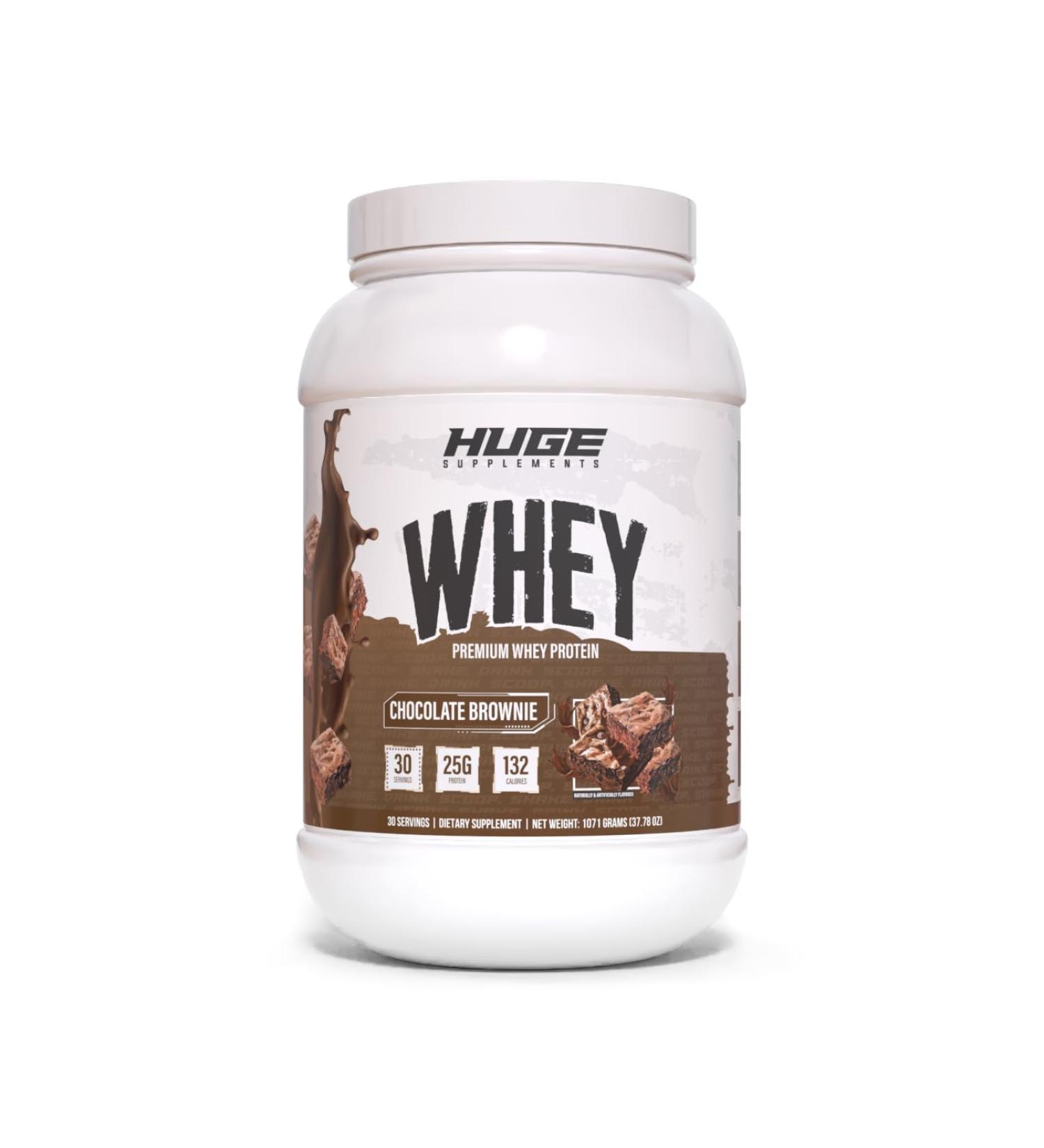 Huge Whey Protein Powder for Muscle Gain 25g Protein 12g EAAs Supports Muscle Growth Performance & Recovery (Chocolate Brownie 30 Servings) - Buy Online on GoSupps.com