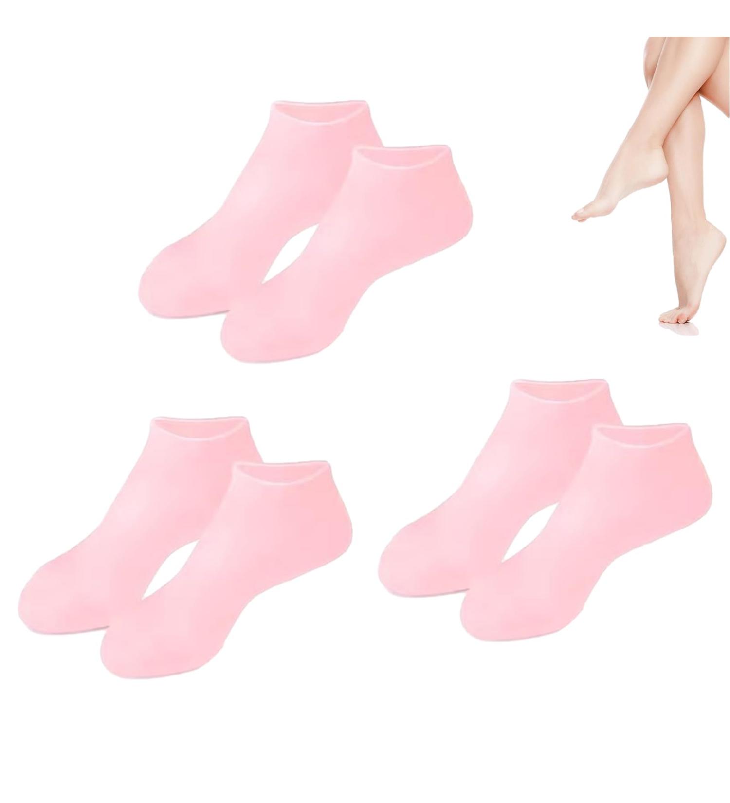 3 Pairs Silicone Socks for Women Silicone Socks for Cracked Feet Women Foot Spa Pedicure Silicone Socks Softening Dry Cracked Feet Rough Skins Protective Gel Socks(Pink) - Buy Online on GoSupps.com