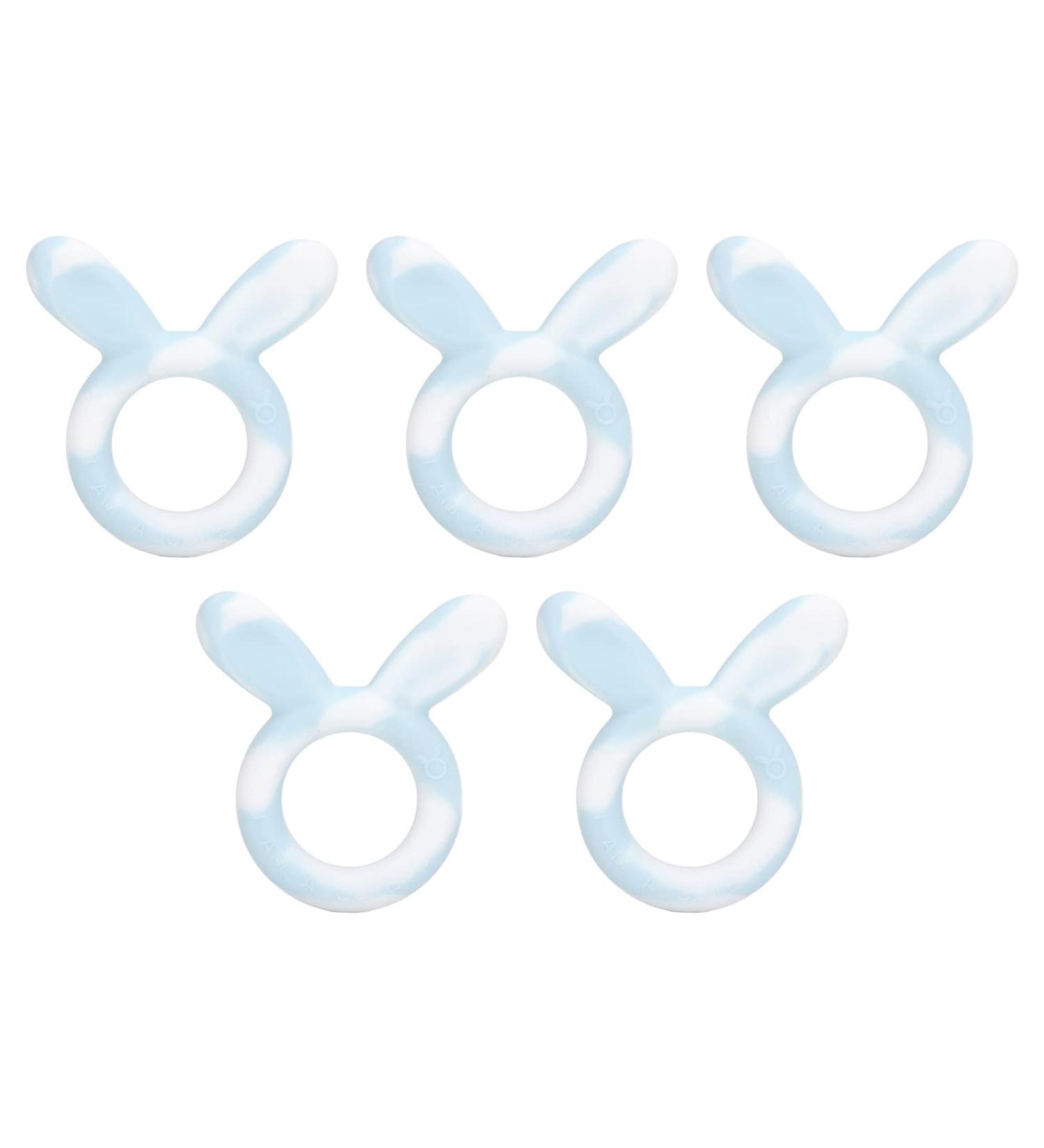 Baby Teething Toys Silicone Teethers Ring Shape Bunny Ear Bracelets for 3 Months Infant (White Blue) - Buy Online on GoSupps.com