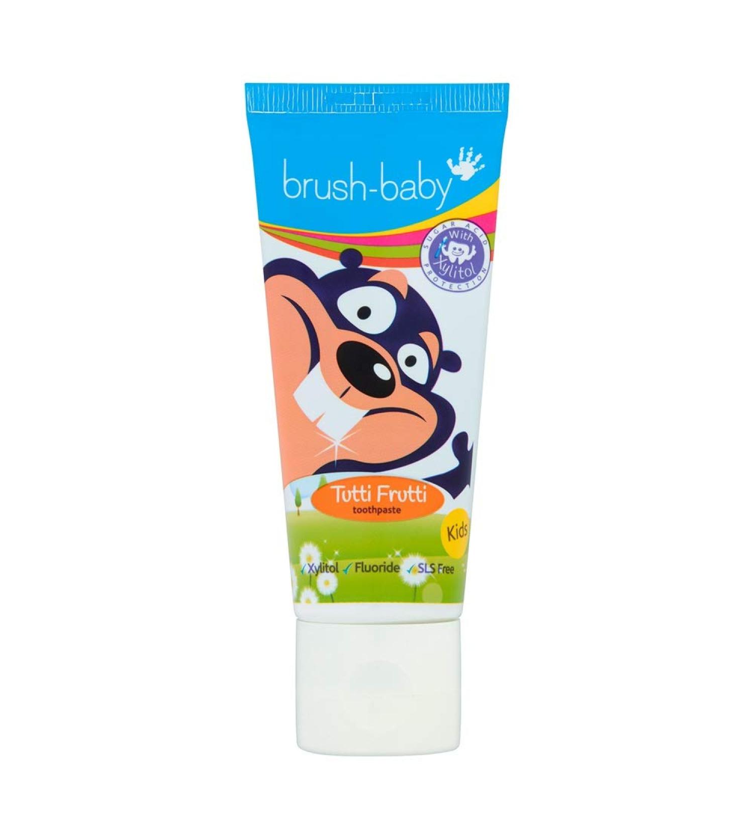 Brush-Baby Tutti Frutti Kids Toothpaste | Stage 3 (3+ Years) | Fruity Flavor with Xylitol & Fluoride for Strong Teeth & Gums - Buy Online on GoSupps.com