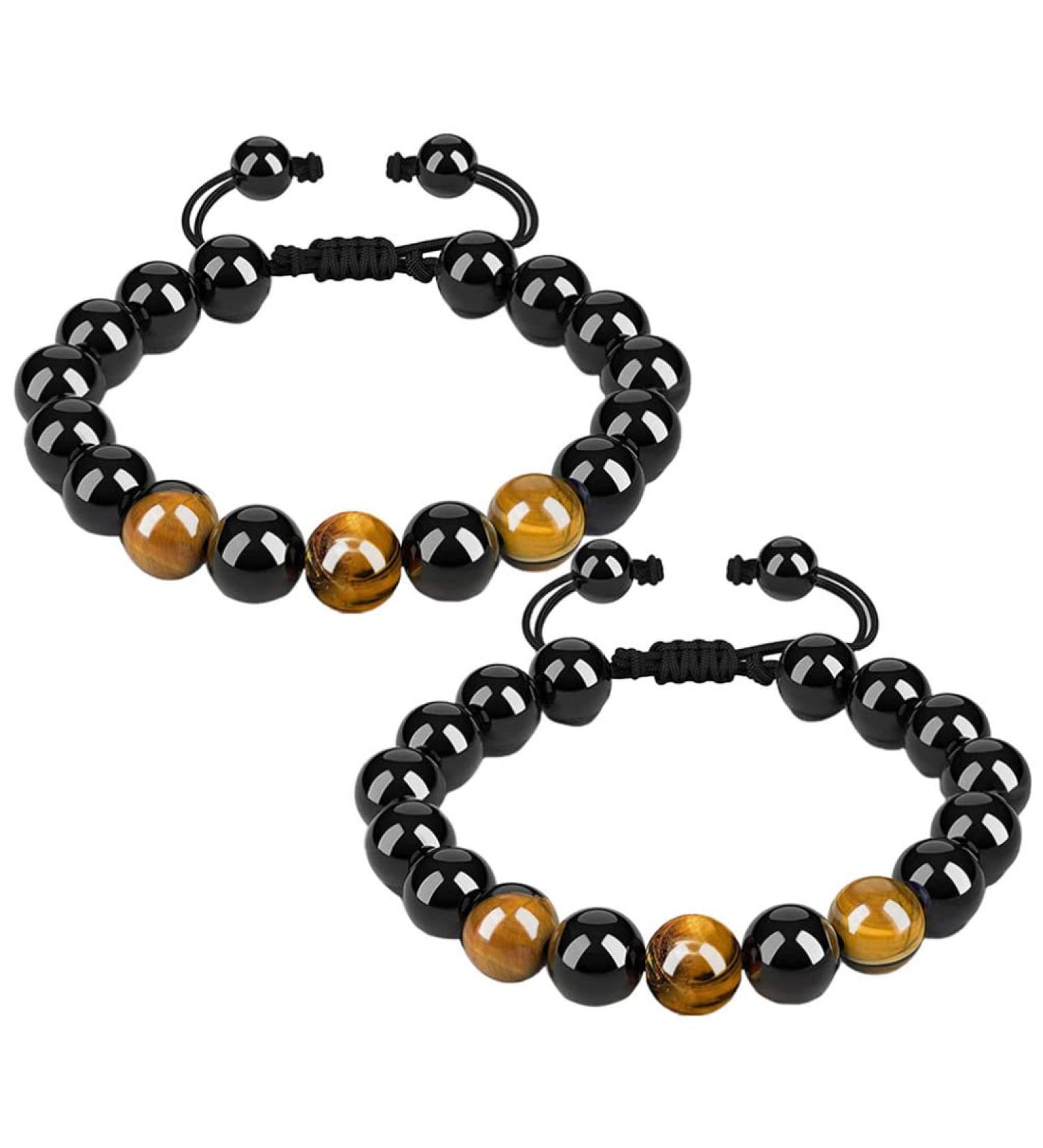 Men's Hematite Motion Sickness Bracelet Set - 2 PCS Magnetic Beaded Wristbands for Car & Seasickness Relief - Buy Online on GoSupps.com