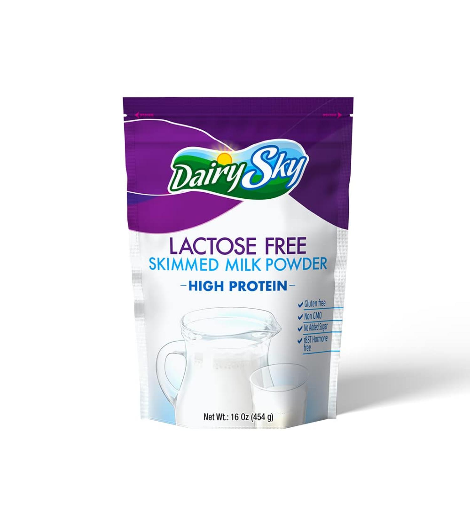 DairySky Lactose-Free Milk Powder - Non-GMO, Fat-Free for Baking & Coffee | Kosher, Protein & Calcium Enriched | Substitute for Liquid Milk - RBST Hormone-Free (16oz) - Buy Online on GoSupps.com