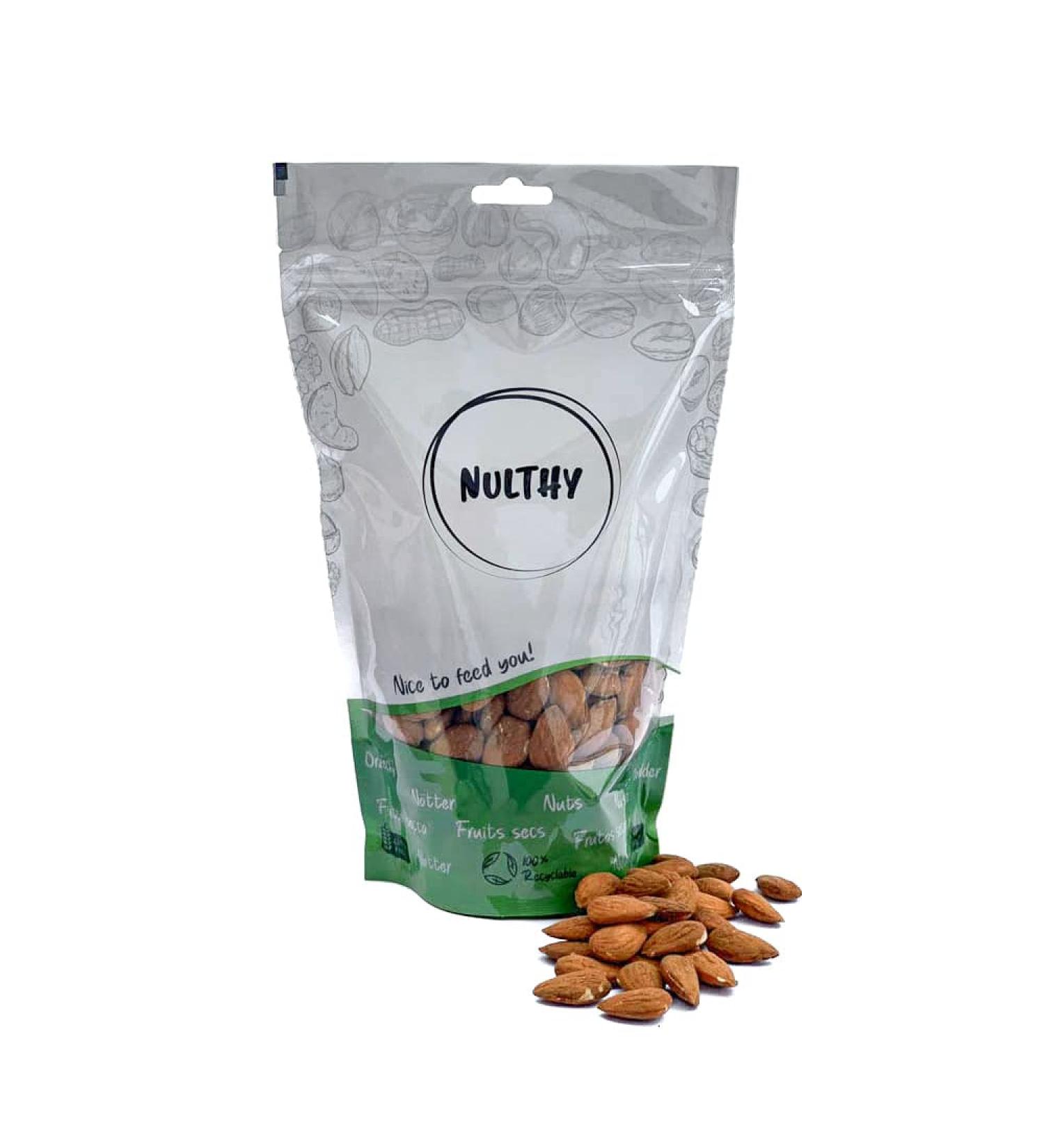 NULTHY NULTHY - Organic roasted almonds with skin - Salt-free - Origin: Spain - Natural dried fruit - Gluten-free - Vegan (1000 g)