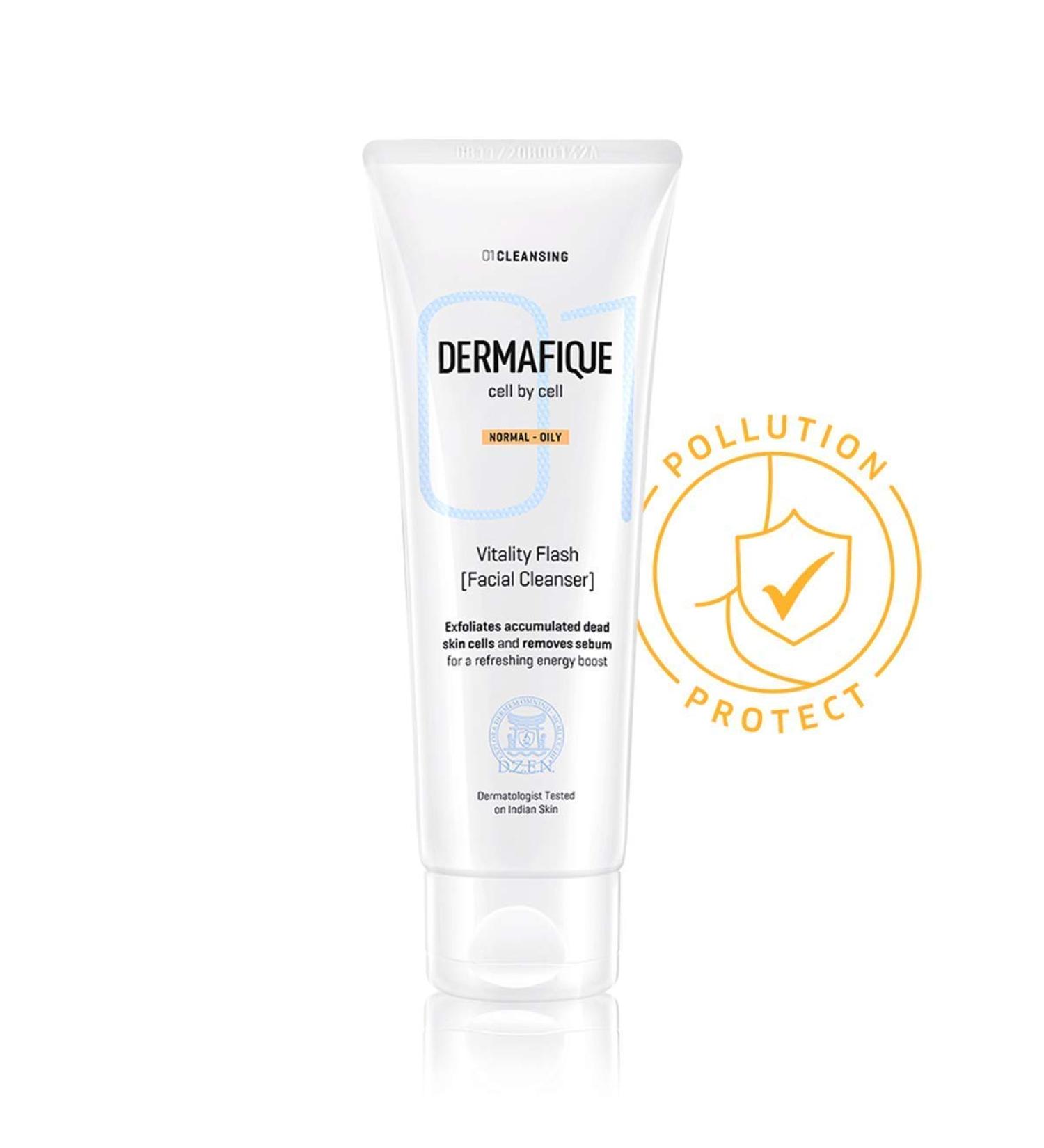 Derma.fique Facial Cleanser 100ml | Orange Zest Extract Oil Remover Micro Pearls Exfoliator | Soap-Free & Paraben-Free - Buy Online on GoSupps.com