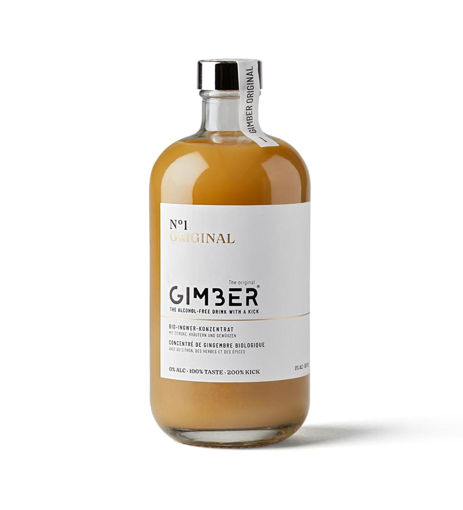 GIMBER Organic Ginger Concentrate 500 ml | Alcohol-Free Organic Drink Made from Ginger Lemon and Herbs | Premium Ginger Essence - Buy Online on GoSupps.com