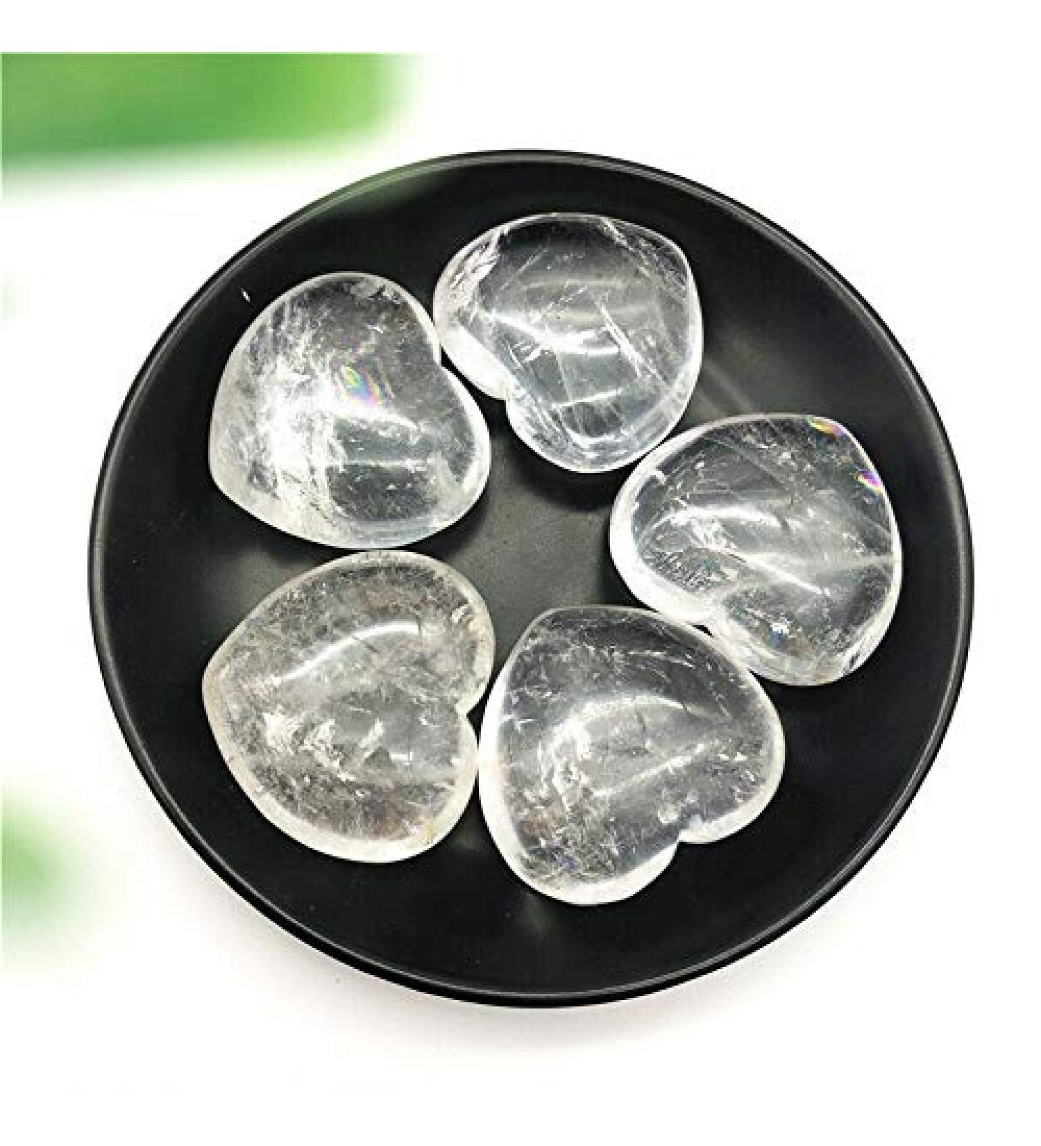 1pc Natural White Quartz Heart Shaped Crystal Palm Stones Specimen Gifts Natural Stones and Minerals ERBDRGAZ - Buy Online on GoSupps.com