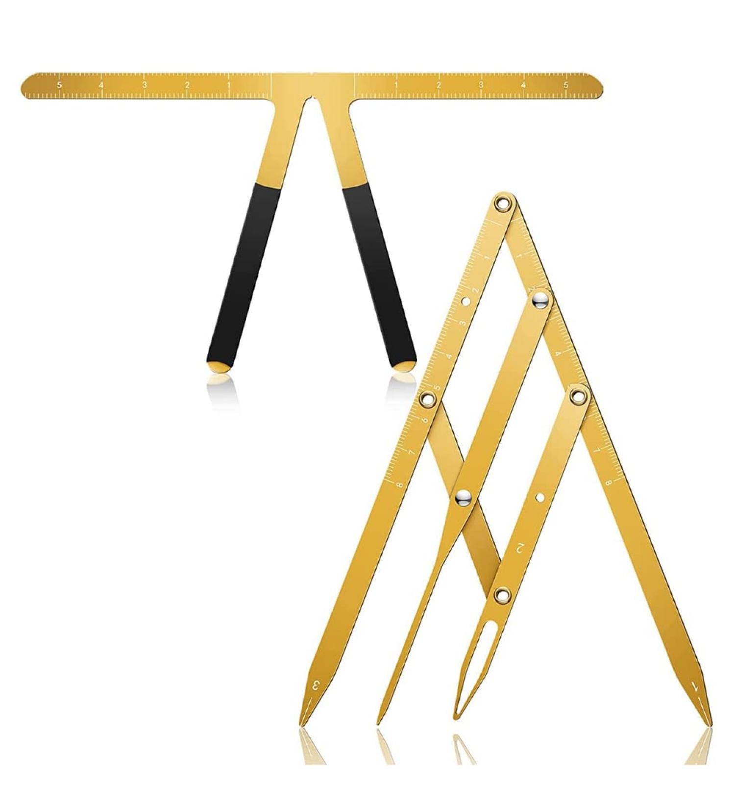 cogae 2Piece Eyebrow Ruler 3-Point Positioning Ruler Eyebrow Golden Proportion Caliper Ruler Brow Caliper Measuring Tool Gold - Buy Online on GoSupps.com