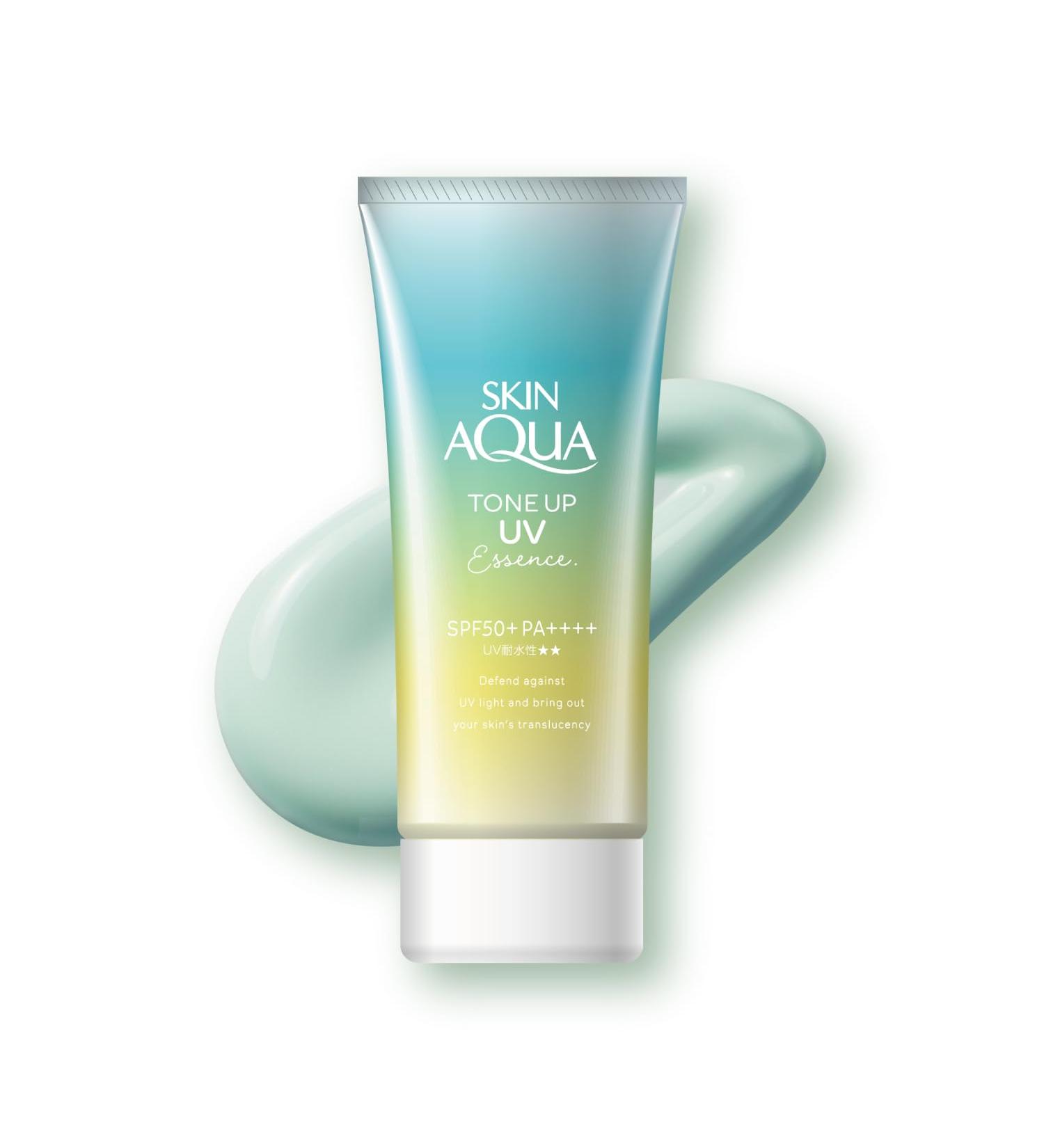 Buy Skin Aqua Rohto Sunscreen Tone Up UV Essence 80g SPF50+/PA++++ - Mint Green | International Shipping Available - Buy Online on GoSupps.com